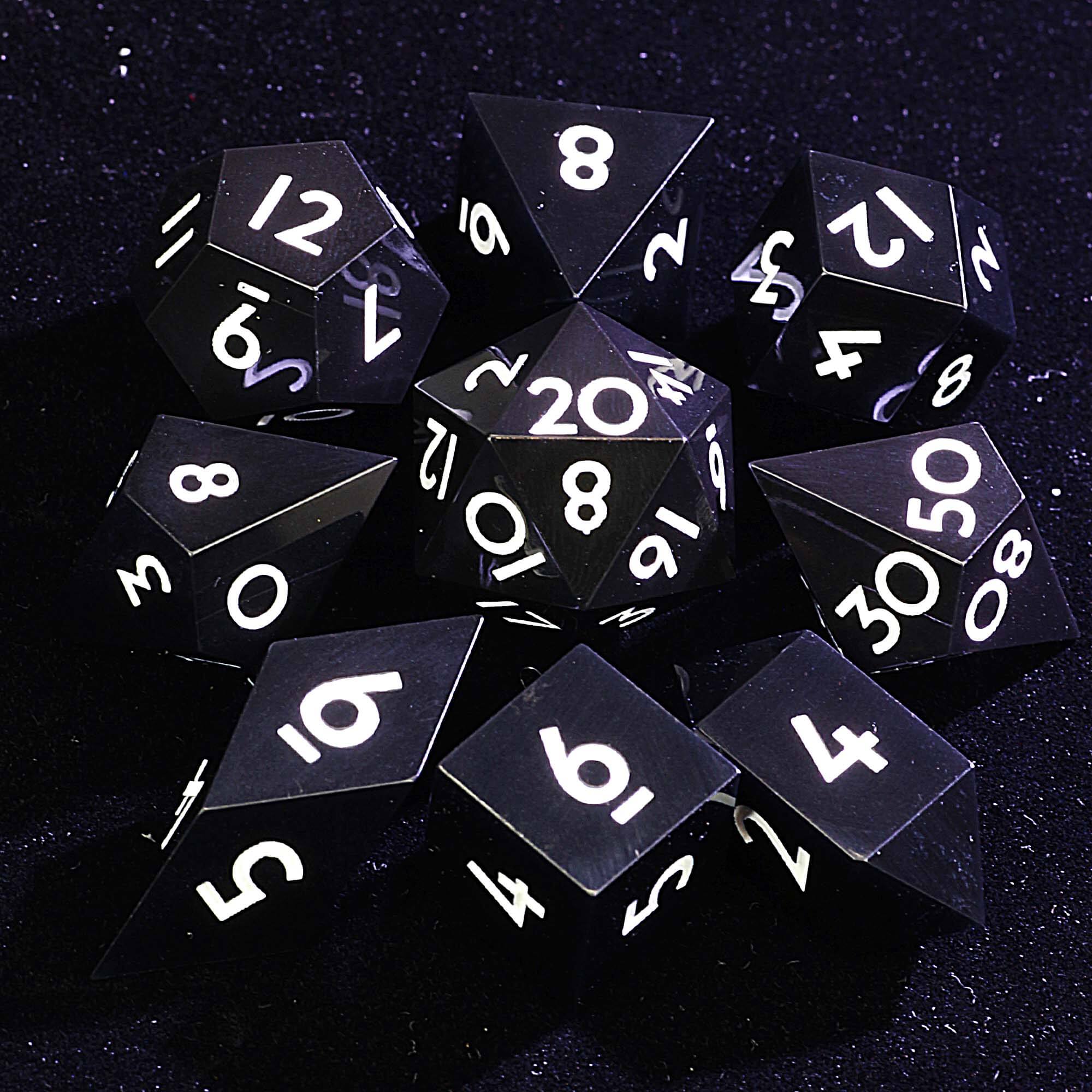 9 Polyhedral Resin Sets Dice DnD Pure Black Opaque - Dice of Dragons
