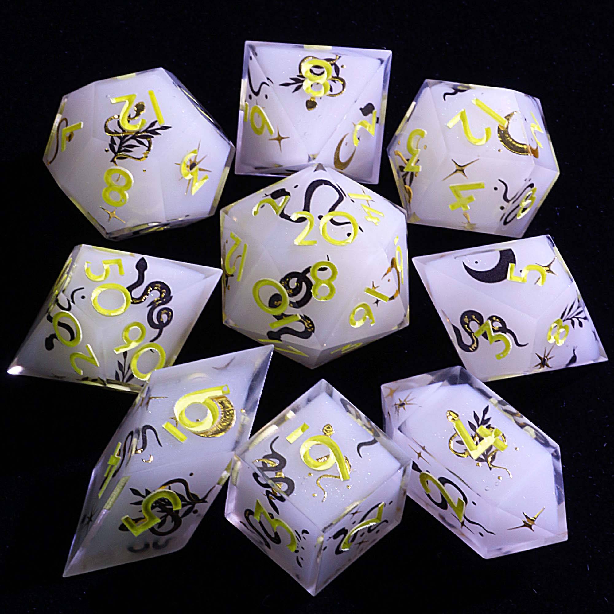 9 Polyhedral Resin Sets Dice D&D Serpent Moon Omen - Dice of Dragons