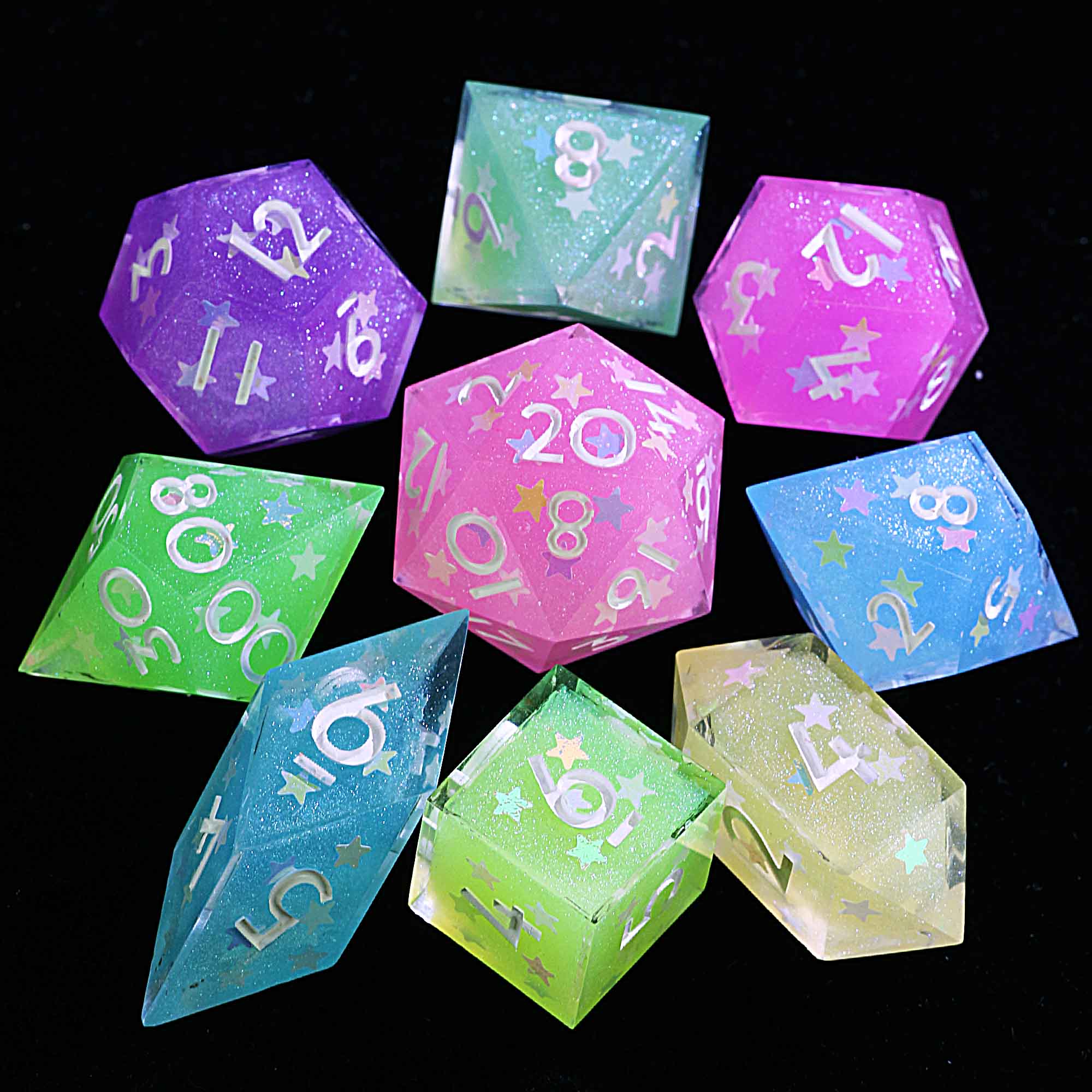 9 Polyhedral Resin Sets of DD Dice Konpeito Star Candy - Dice of Dragons
