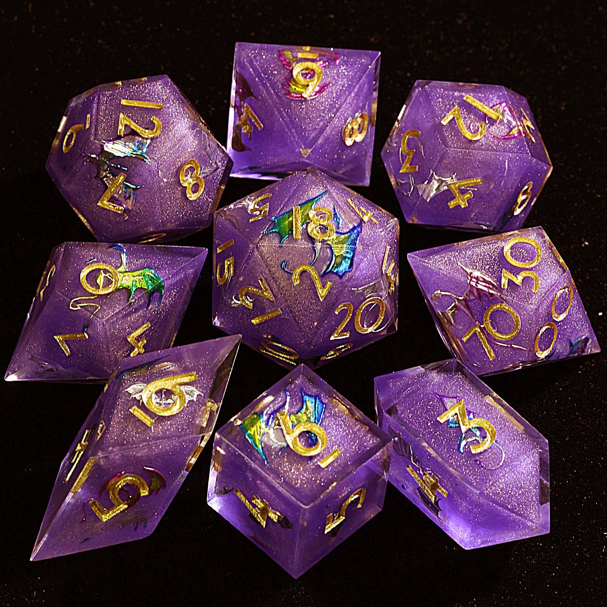 9 Polyhedral Resin Sets of Dice DnD Wyverns vs Dragons - Dice of Dragons