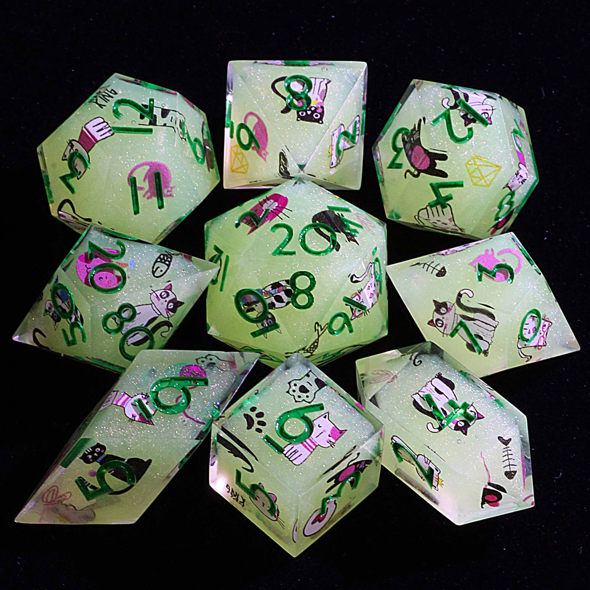 9 Polyhedral Set Dice DD Moonlit Cat Ballad - Dice of Dragons