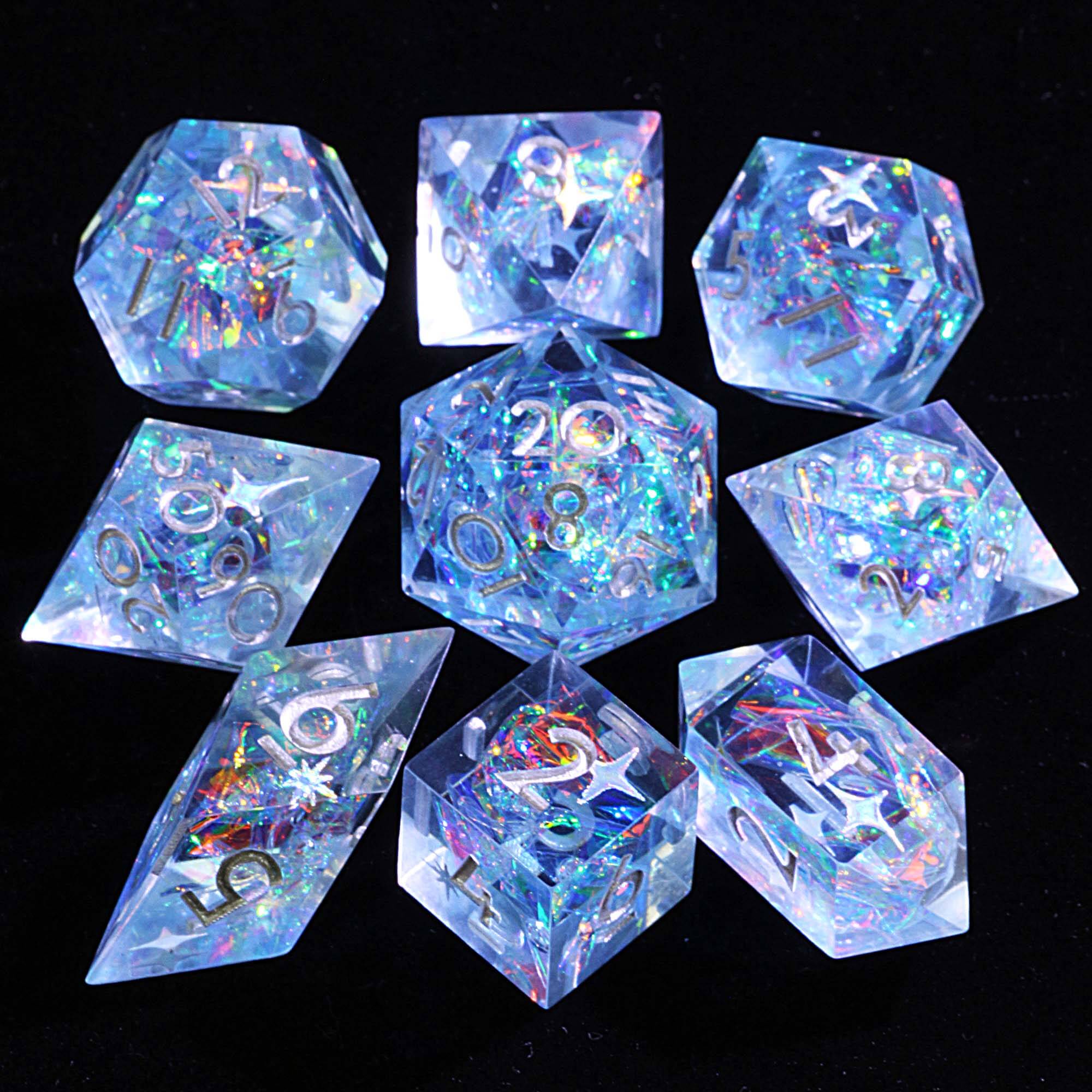 9 Polyhedral Set D&D Dice Celestial Cross - Dice of Dragons