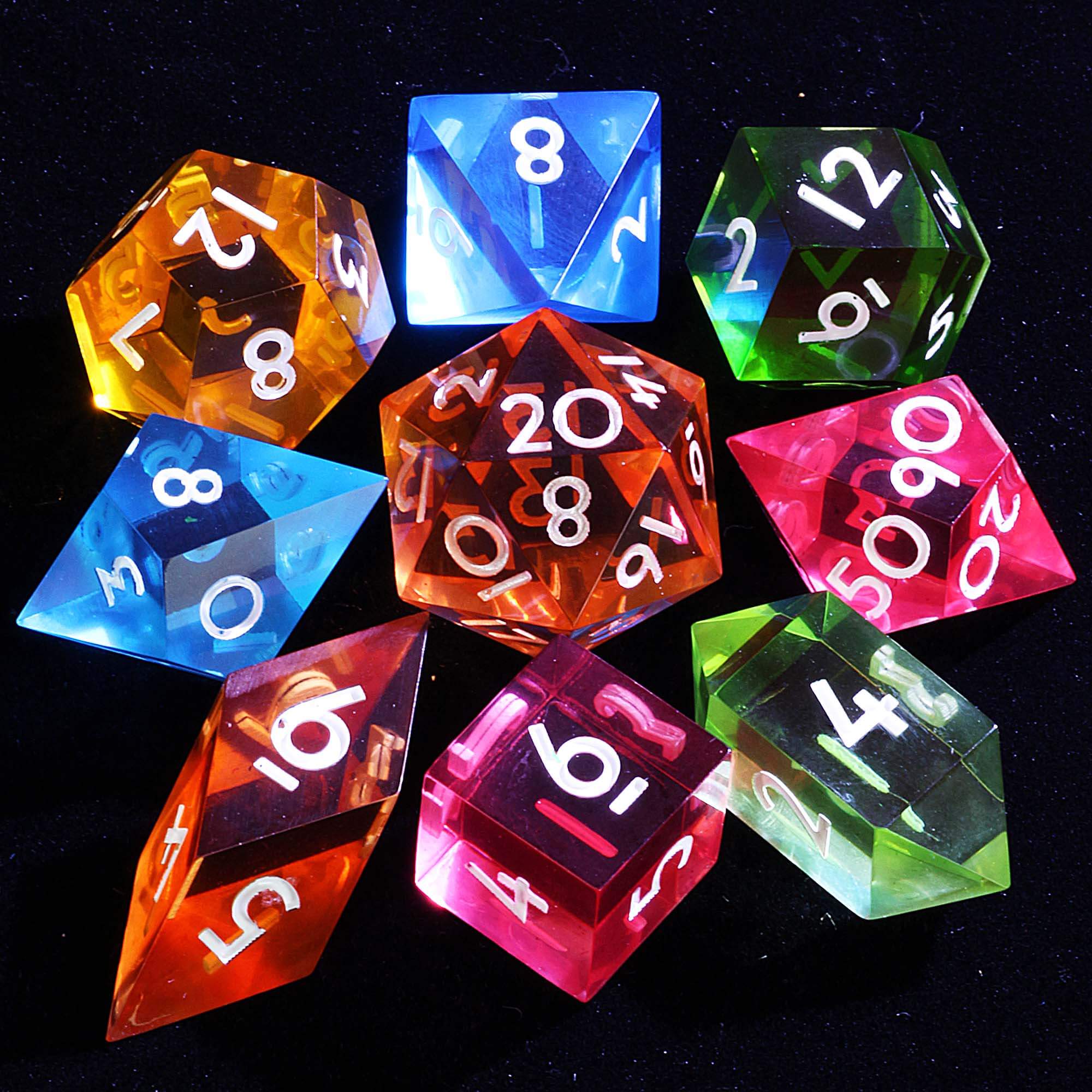 9 Polyhedral Set of Dice DnD Aurora Borealis - Dice of Dragons