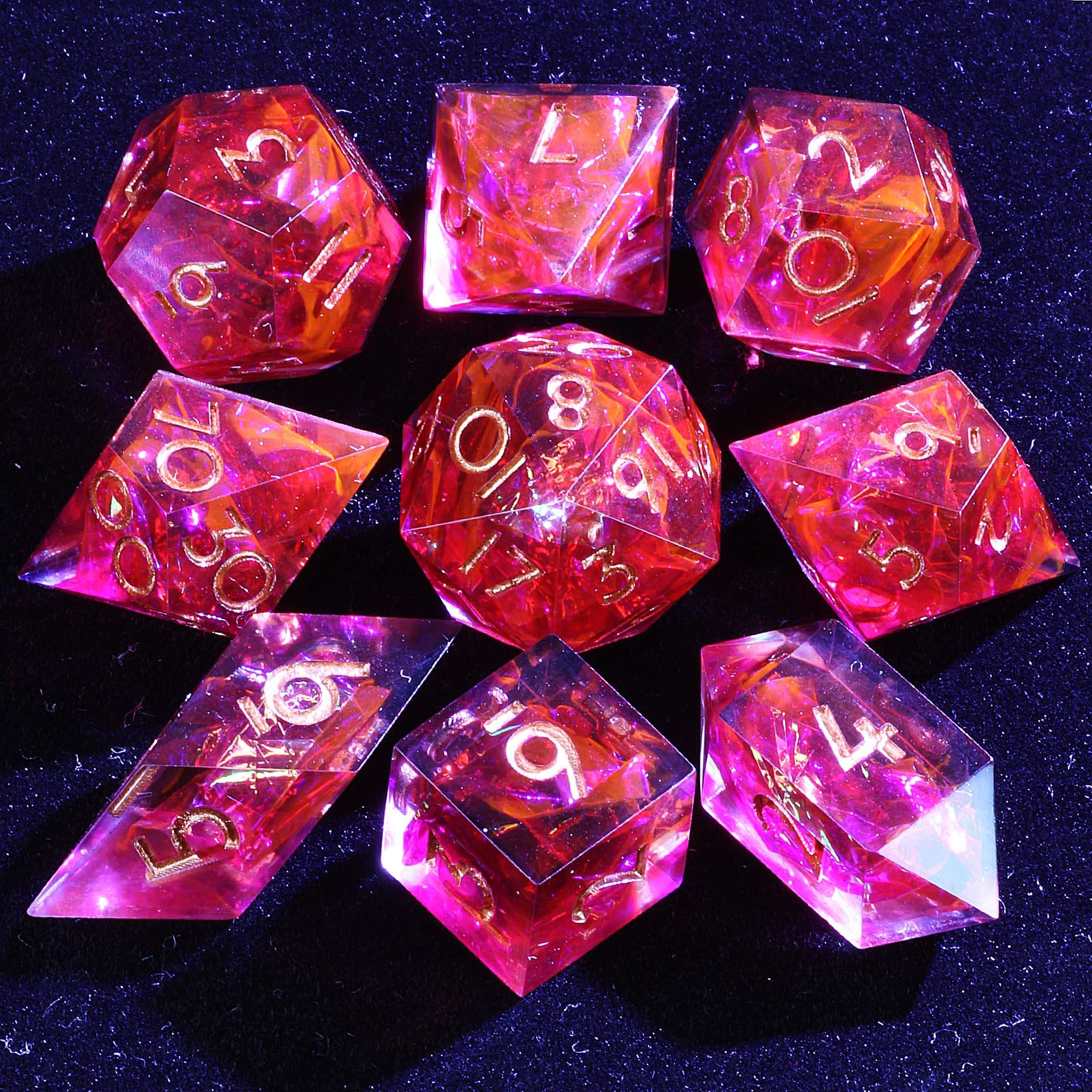 9 Polyhedral Set of D&D Dice Inferno Core - Dice of Dragons