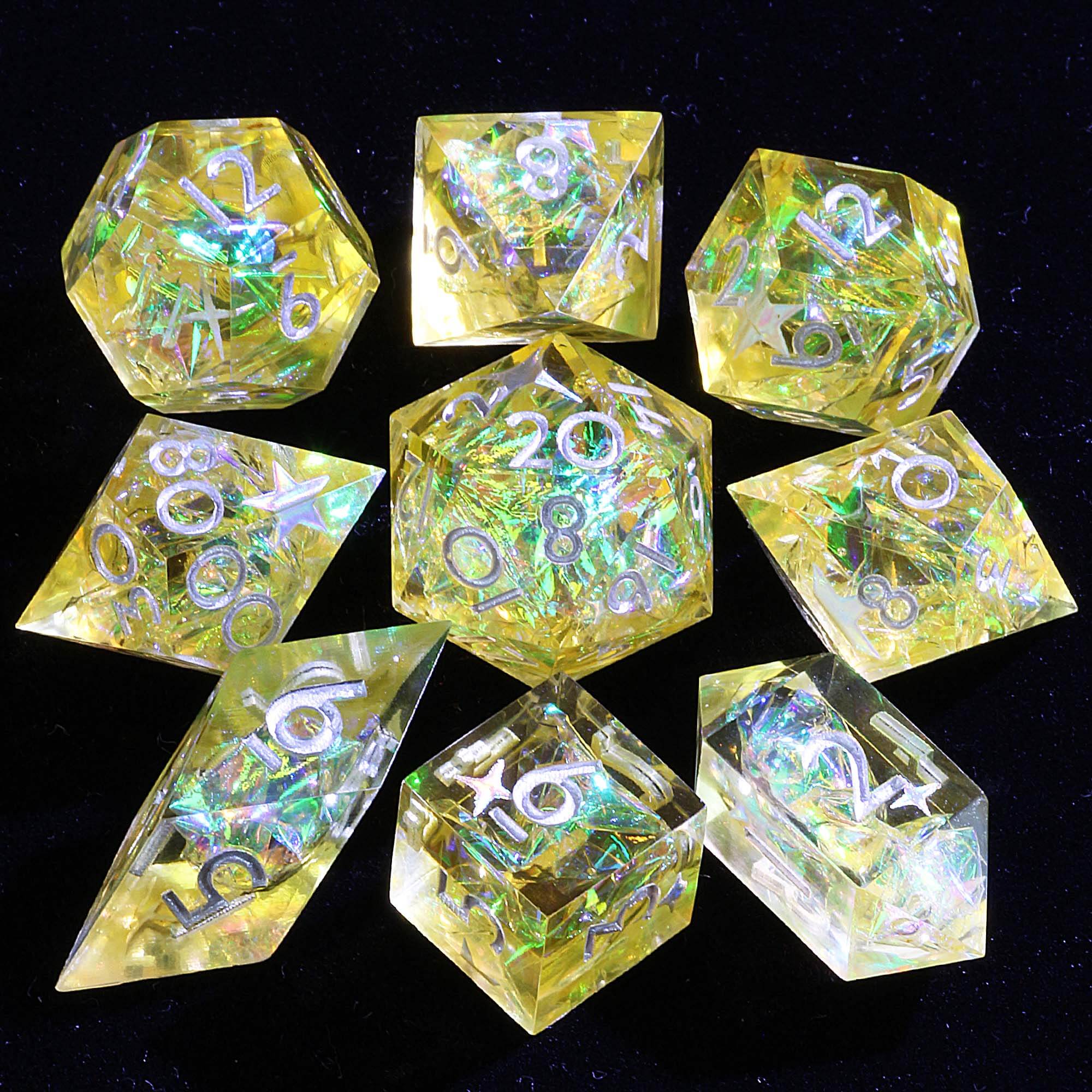 9 Polyhedral Sets D and D Dice Honeycomb Starlight - Dice of Dragons