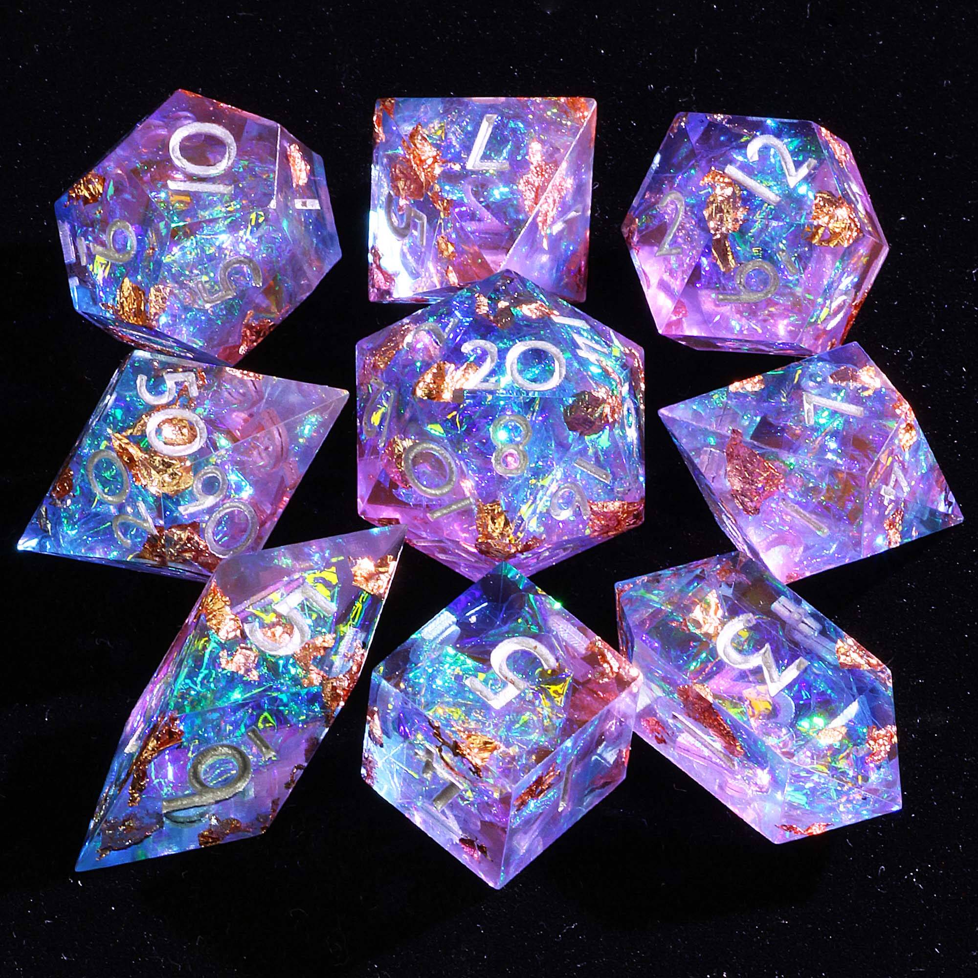 9 Polyhedral Sets D&D Dice Aurora Whisper - Dice of Dragons