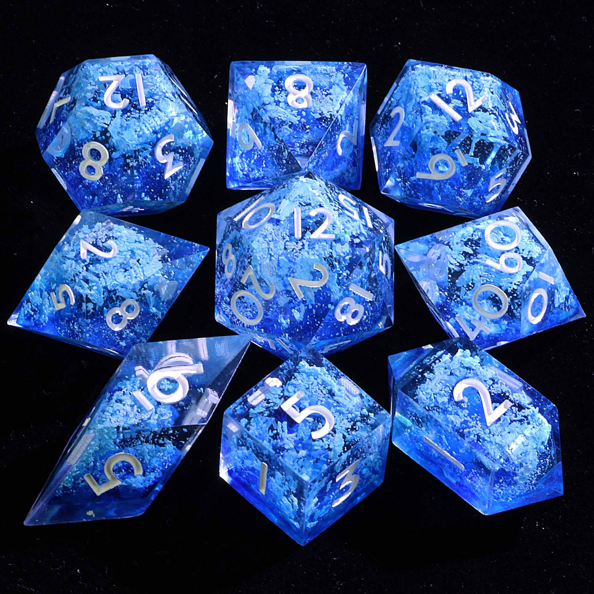 9 Polyhedral Sets of DD Dice Frozen Fracture - Dice of Dragons
