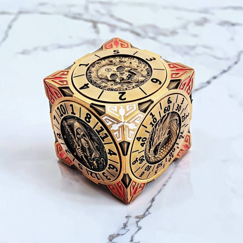 Dragon Cthulhu Skull 7 in 1 Cube 6-sided Rotating DND Metal Dice - Dice of Dragons