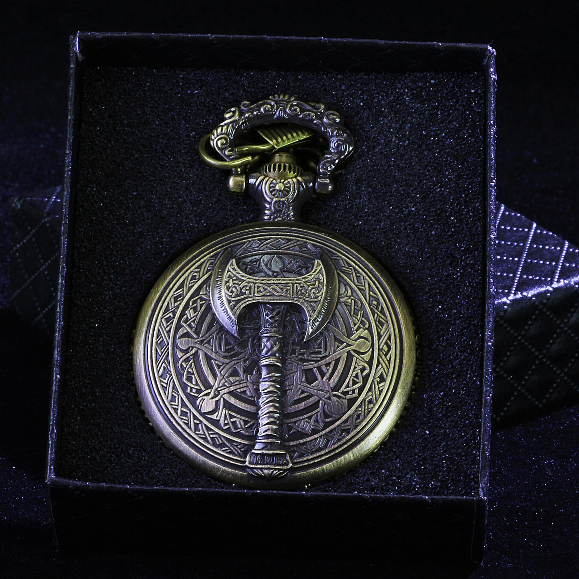 Barbarian Axe Mini Polyhedral Metal D&D Dice Set with Pocket Watch Shell Case - Dice of Dragons