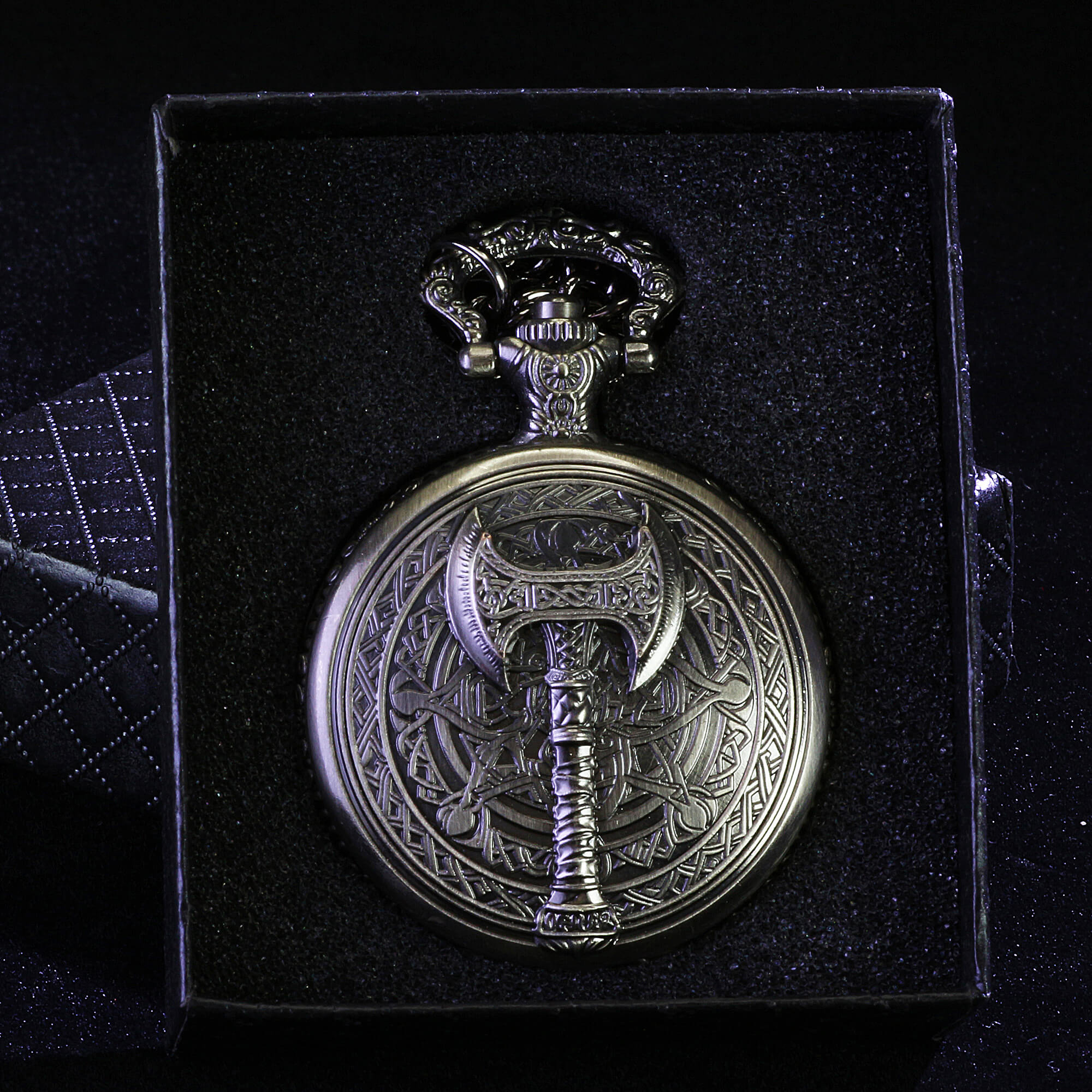 Barbarian Axe Mini Polyhedral Metal D&D Dice Set with Pocket Watch Shell Case - Dice of Dragons