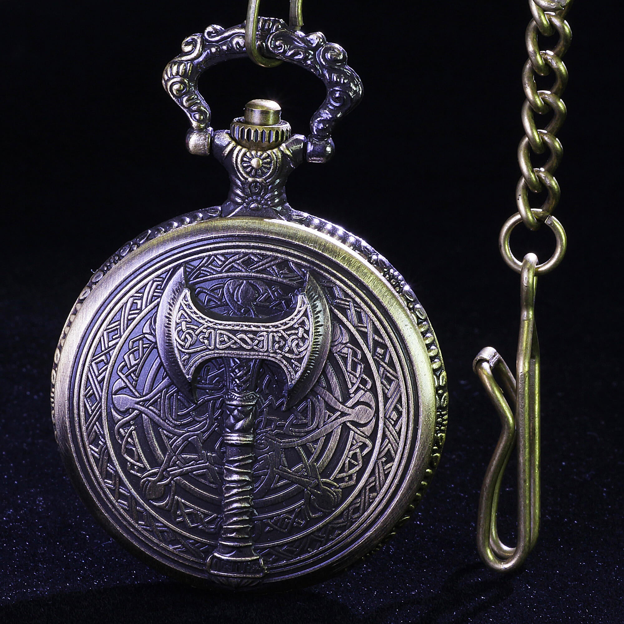 Barbarian Axe Mini Polyhedral Metal D&D Dice Set with Pocket Watch Shell Case - Dice of Dragons