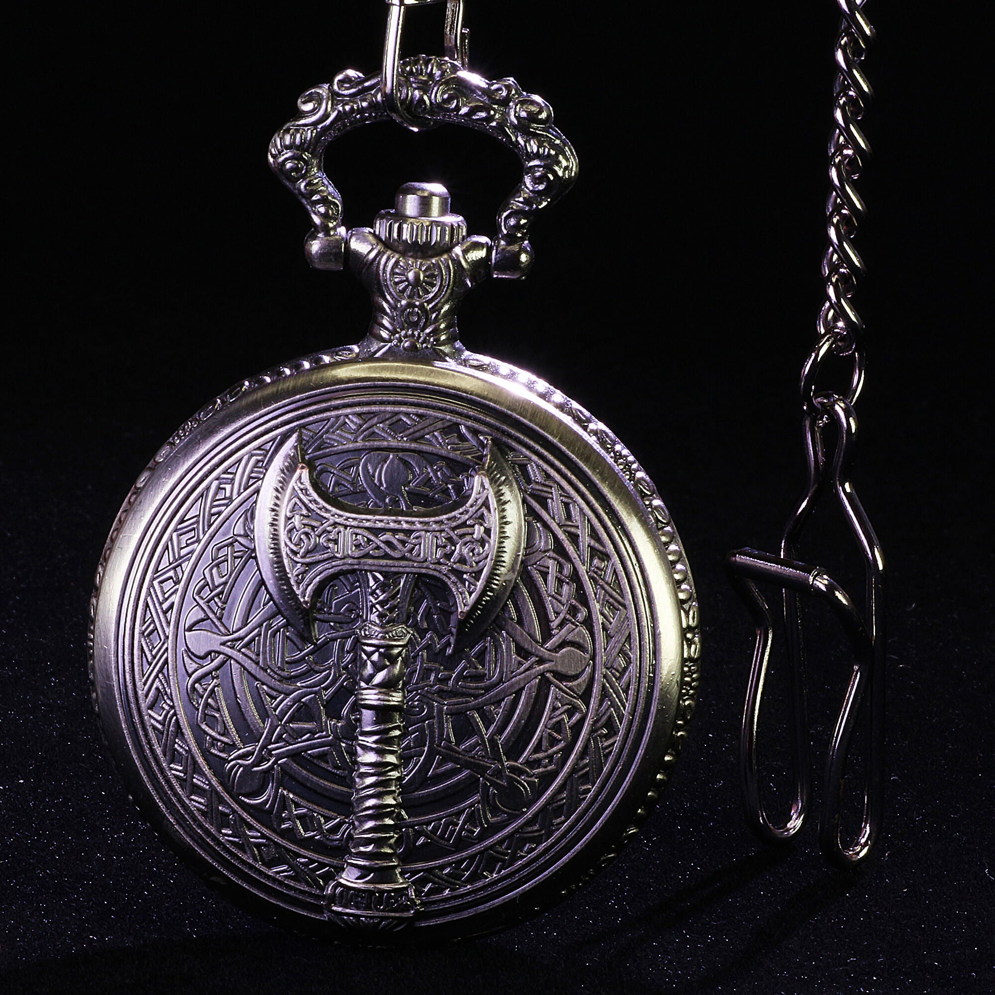 Barbarian Axe Mini Polyhedral Metal D&D Dice Set with Pocket Watch Shell Case - Dice of Dragons