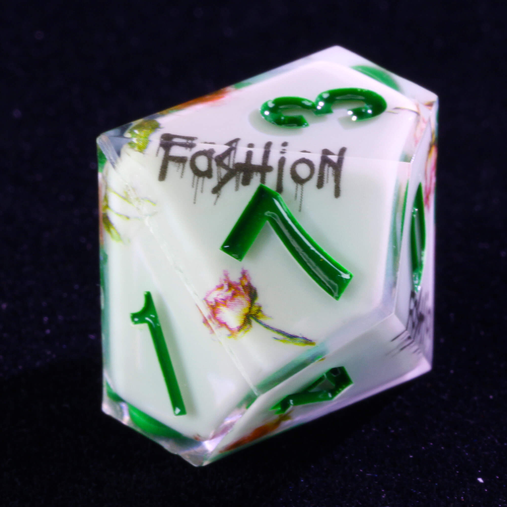 Cool 7 Polyhedral Resin Dice Set D&D Flower White - Dice of Dragons