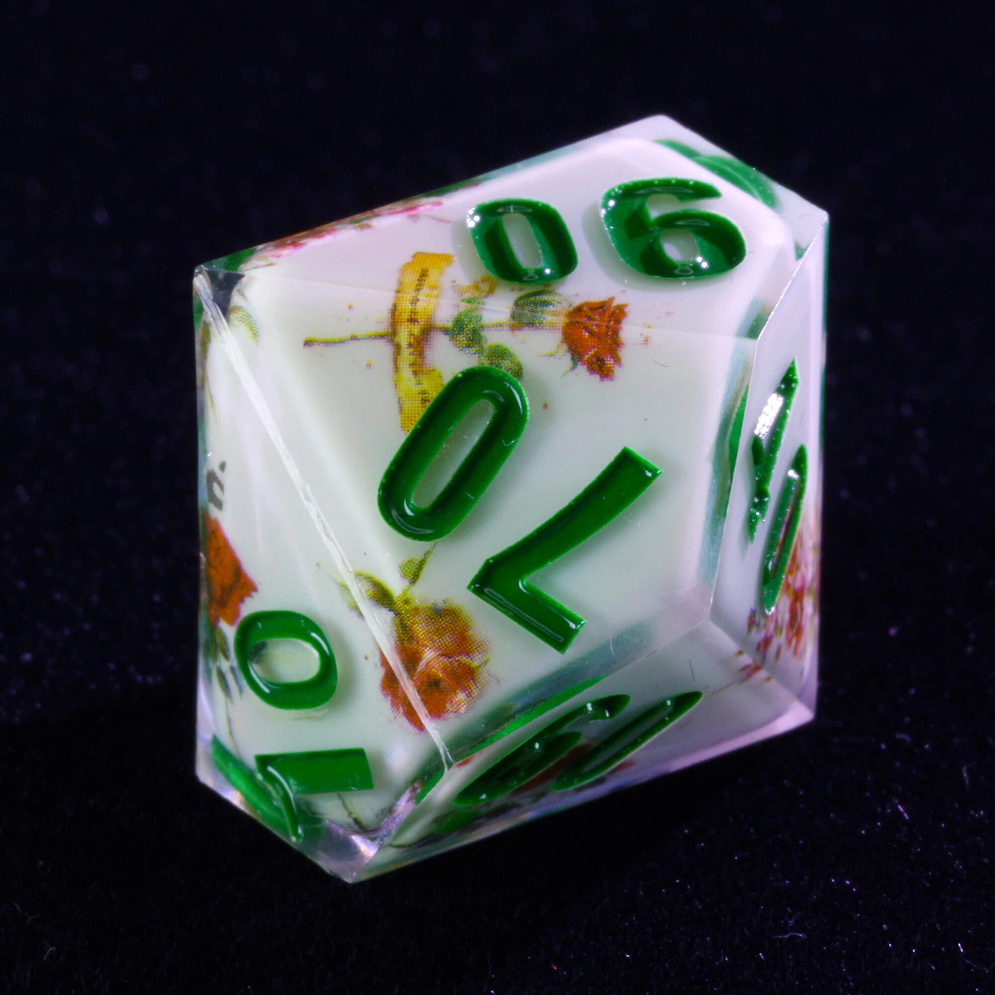 Cool 7 Polyhedral Resin Dice Set D&D Flower White - Dice of Dragons