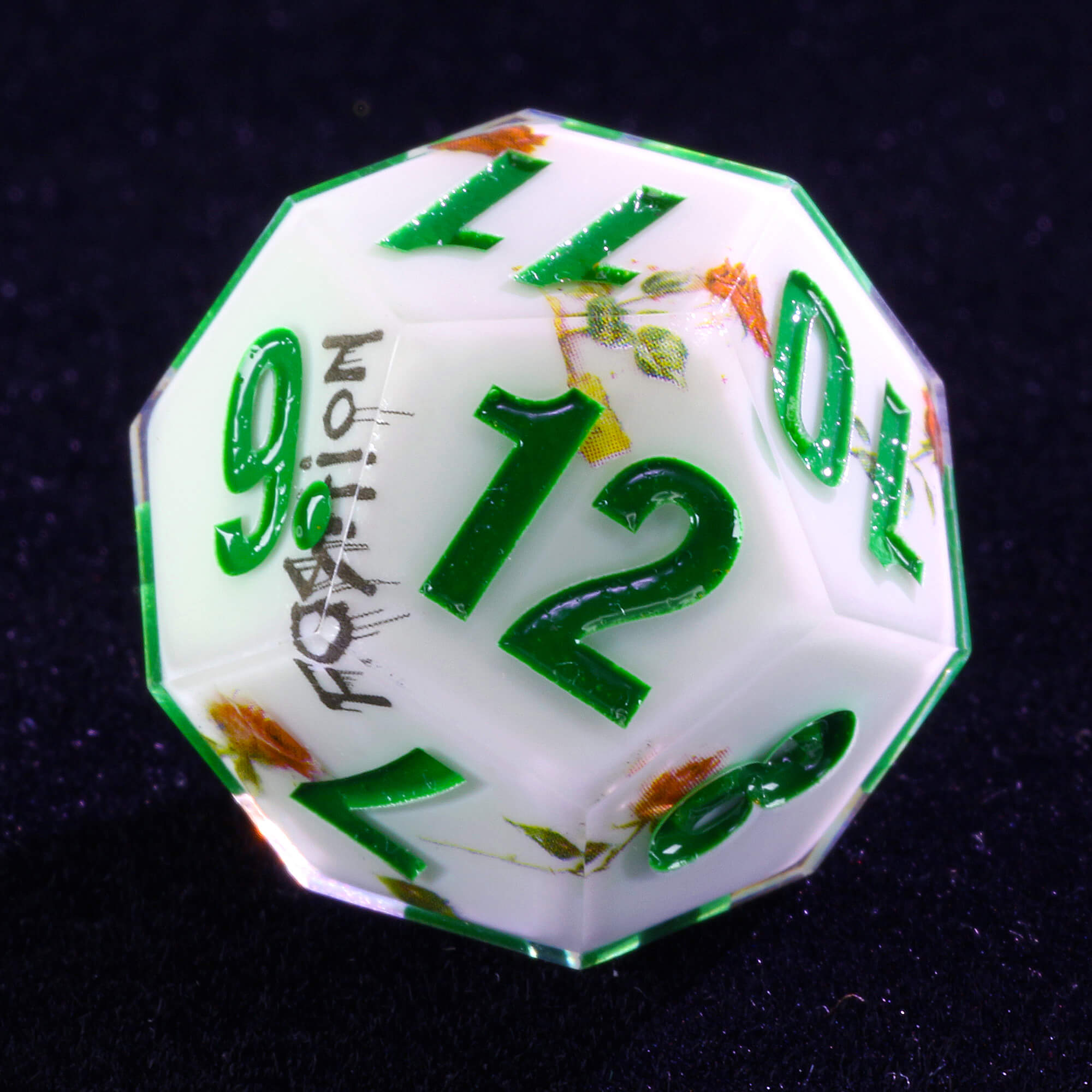 Cool 7 Polyhedral Resin Dice Set D&D Flower White - Dice of Dragons