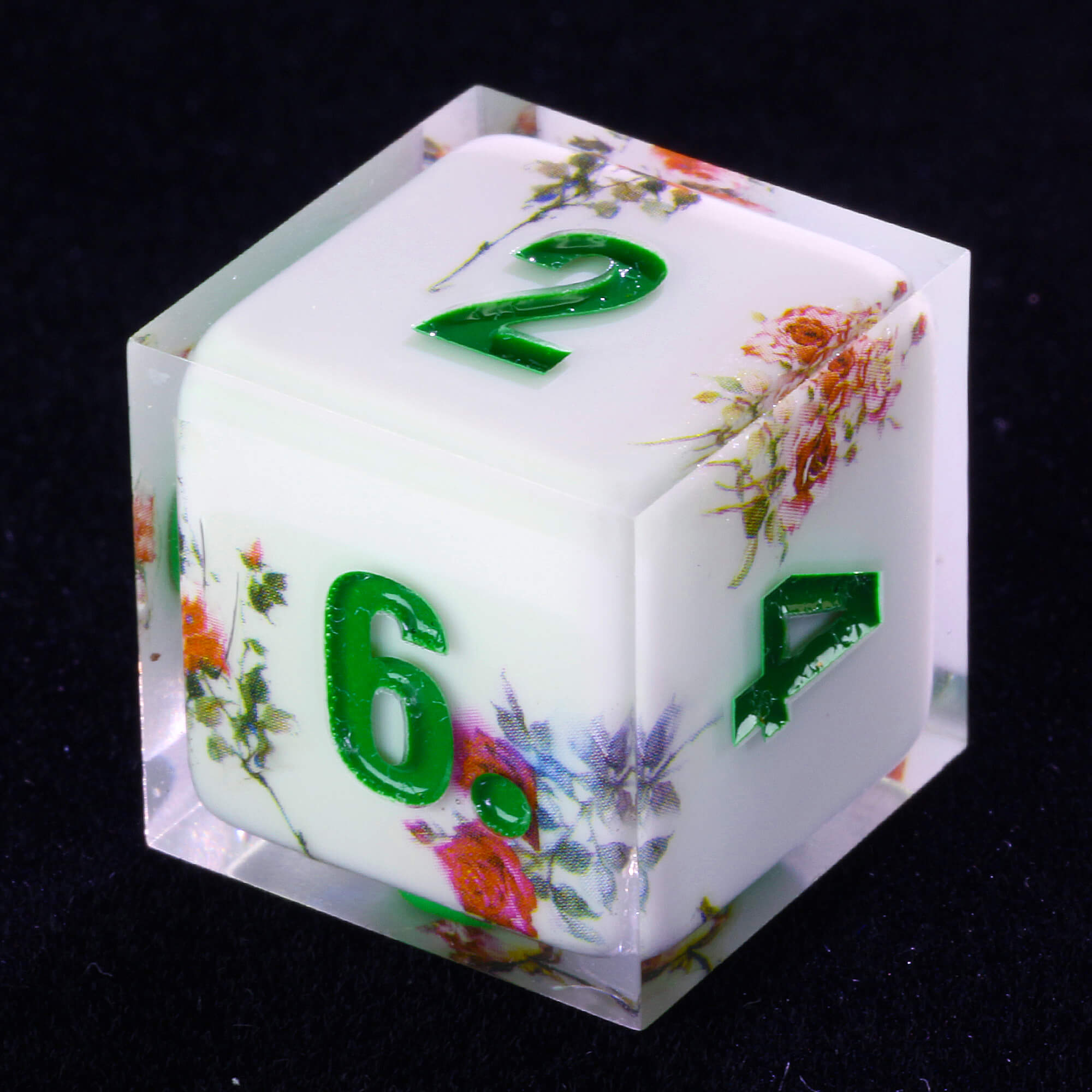 Cool 7 Polyhedral Resin Dice Set D&D Flower White - Dice of Dragons
