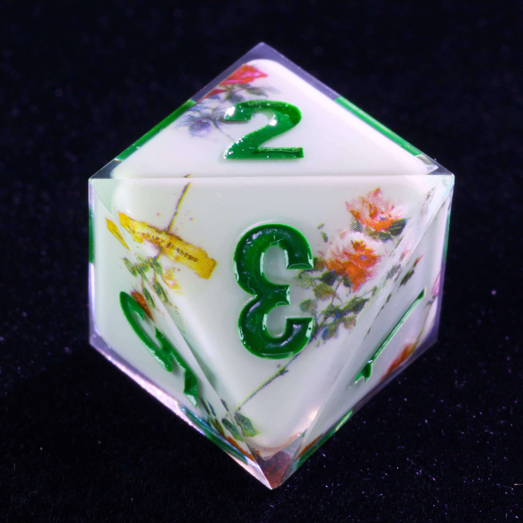 Cool 7 Polyhedral Resin Dice Set D&D Flower White - Dice of Dragons