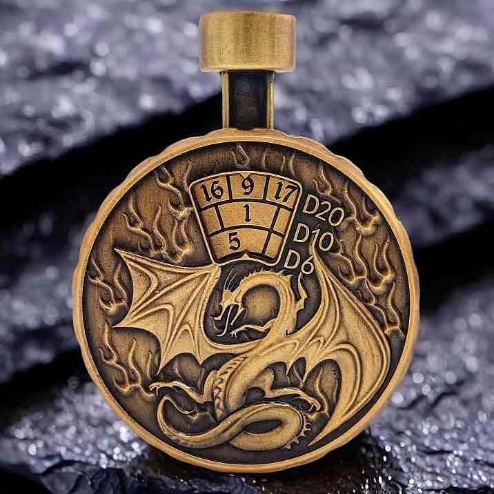 Cthulhu Wyvern 7 in 1 Button Presser Spinning DnD Metal Dice Bottle Roulette Game - Dice of Dragons