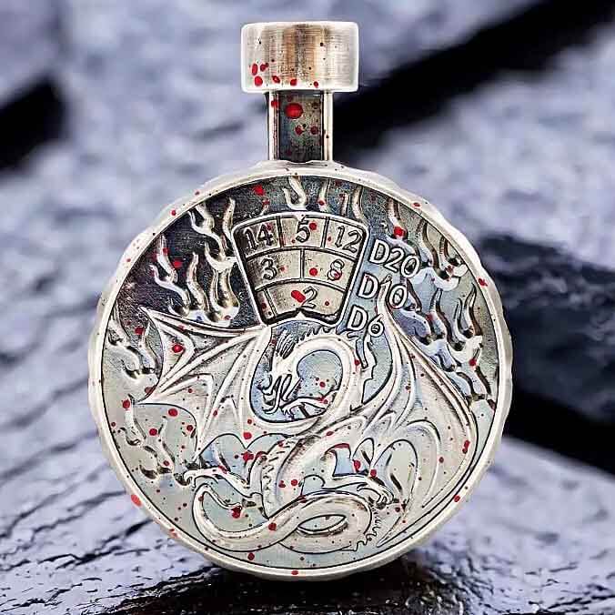 Cthulhu Wyvern 7 in 1 Button Presser Spinning DnD Metal Dice Bottle Roulette Game - Dice of Dragons