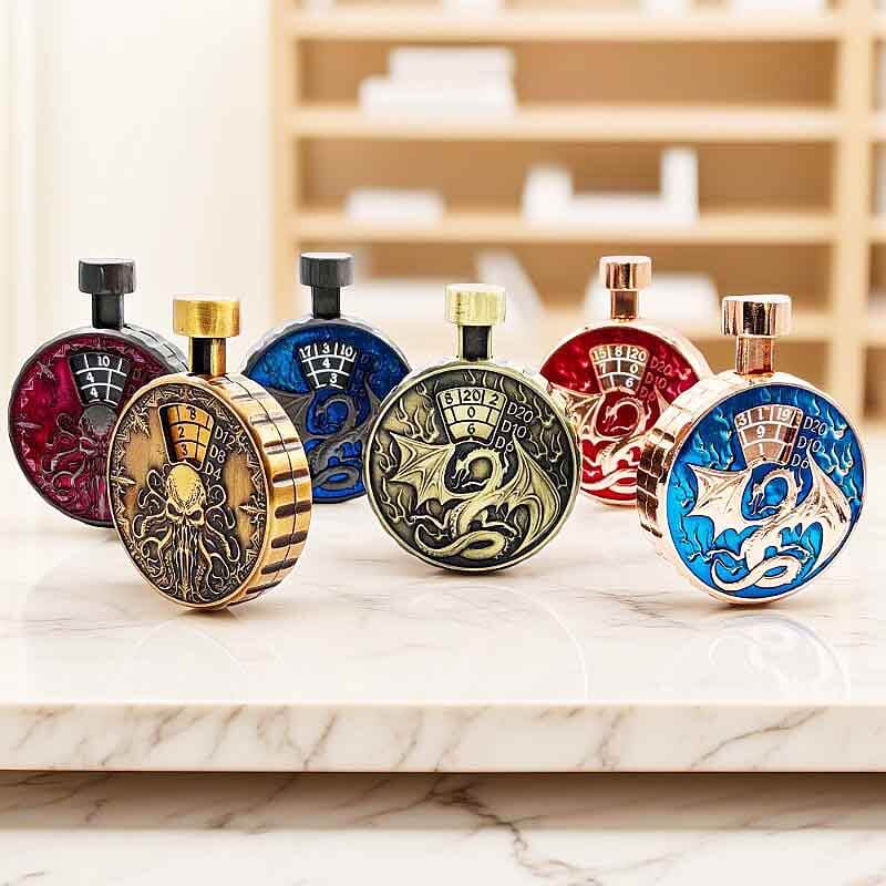Cthulhu Wyvern 7 in 1 Button Presser Spinning DnD Metal Dice Bottle Roulette Game - Dice of Dragons