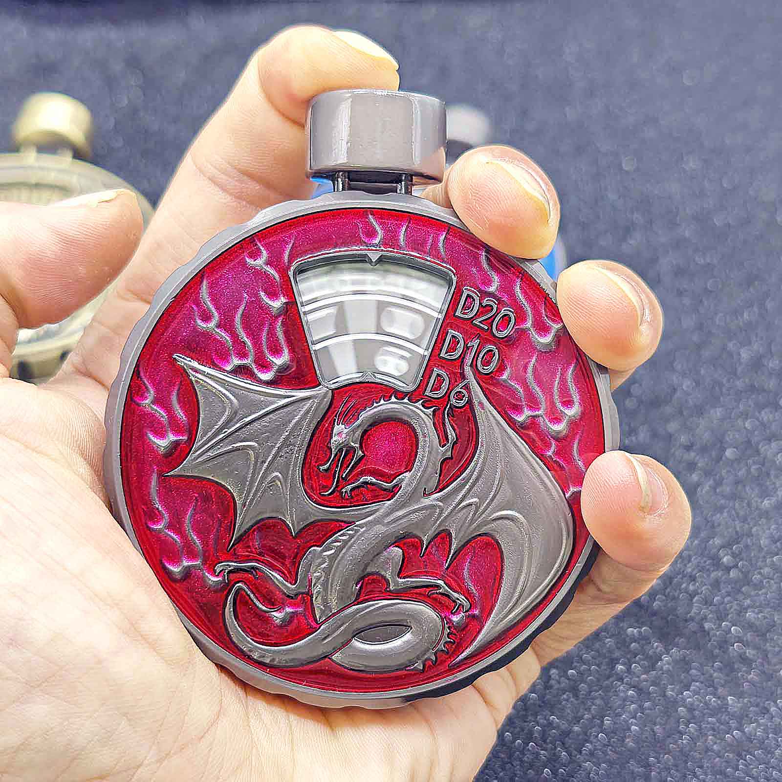 Cthulhu Wyvern 7 in 1 Button Presser Spinning DnD Metal Dice Bottle Roulette Game - Dice of Dragons