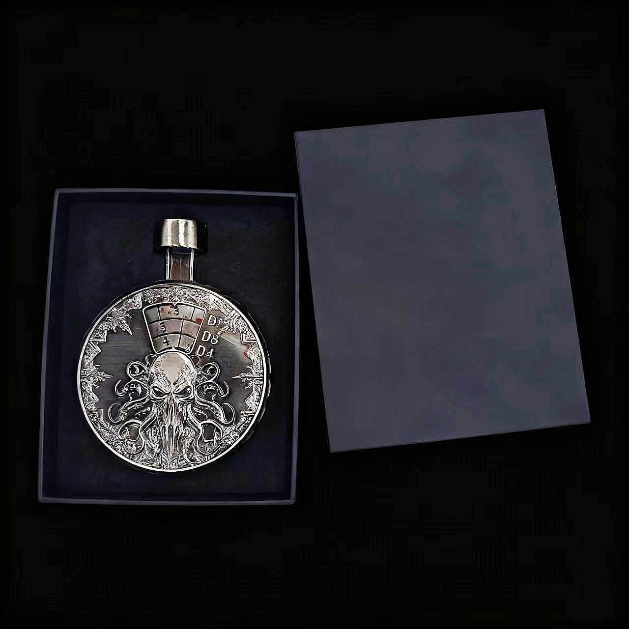 Cthulhu Wyvern 7 in 1 Button Presser Spinning DnD Metal Dice Bottle Roulette Game - Dice of Dragons