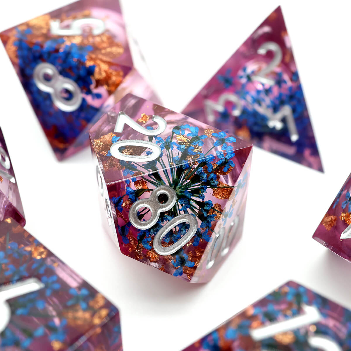 7-Piece Sharp Edge Liquid Core DND Dice Set - Dice of Dragons