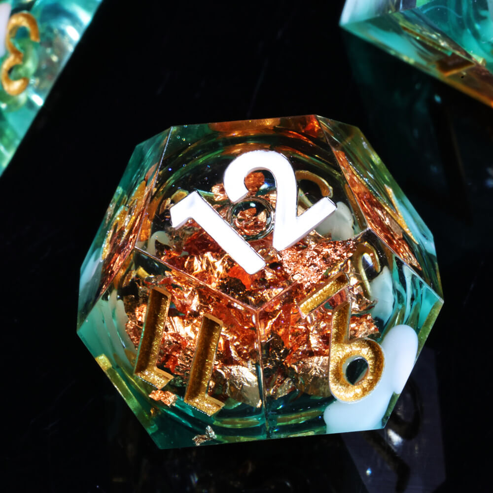 Lake Monster Resin Polyhedral D and D Liquid Core Set Dice - Dice of Dragons