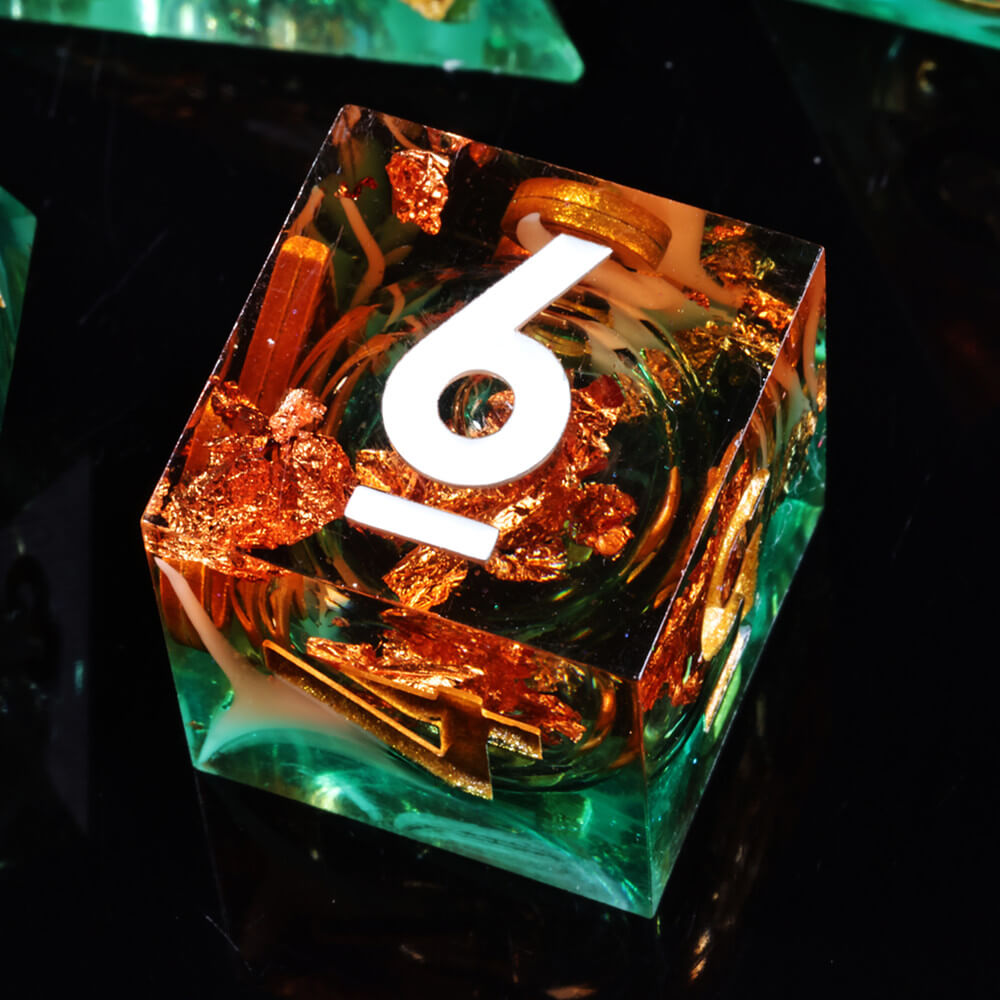 Lake Monster Resin Polyhedral D and D Liquid Core Set Dice - Dice of Dragons