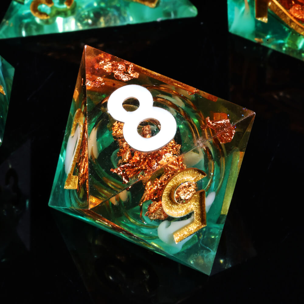 Lake Monster Resin Polyhedral D and D Liquid Core Set Dice - Dice of Dragons