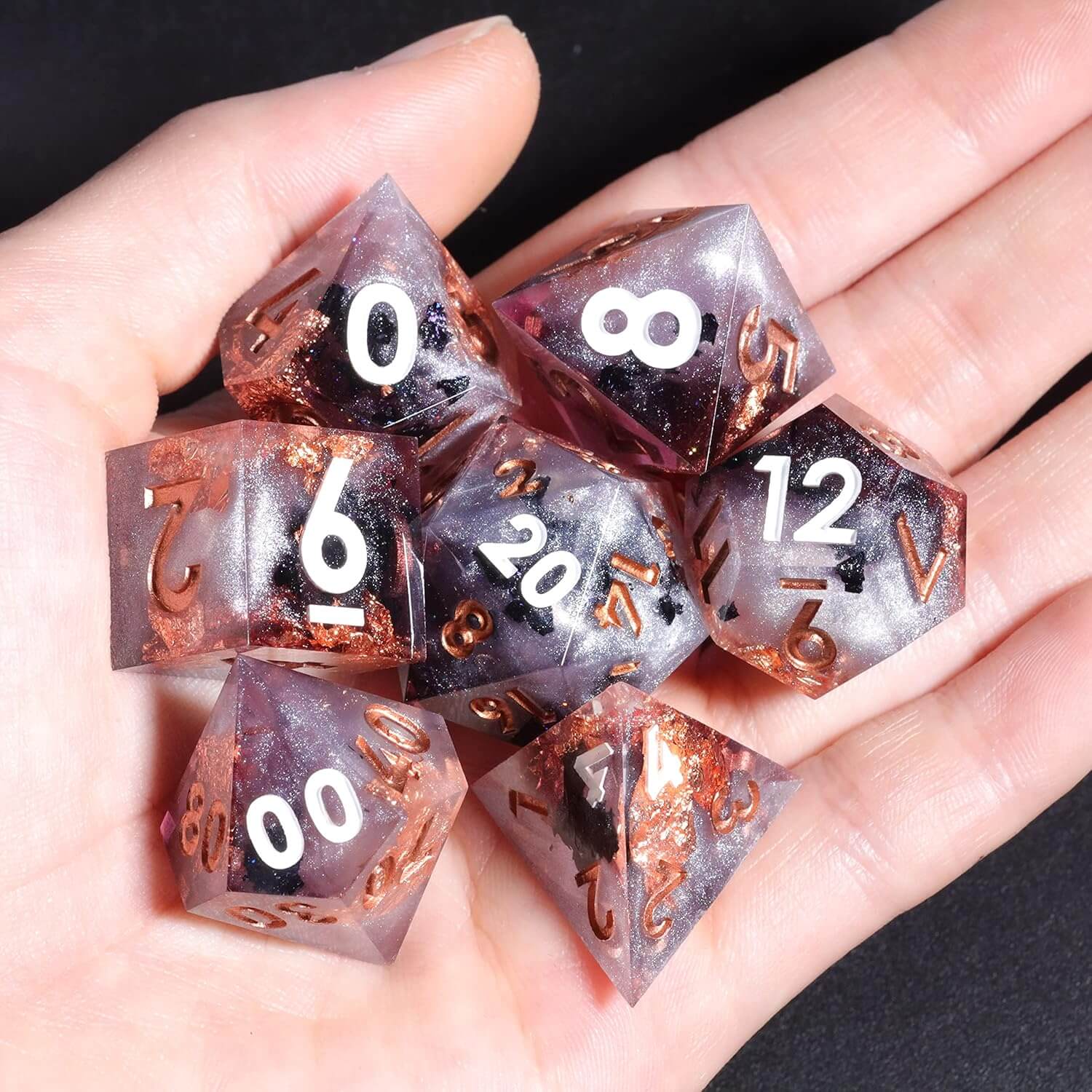 D&D 7-Piece Sharp Edge Icewind Ravine Polyhedral Resin Dice Set - Dice of Dragons