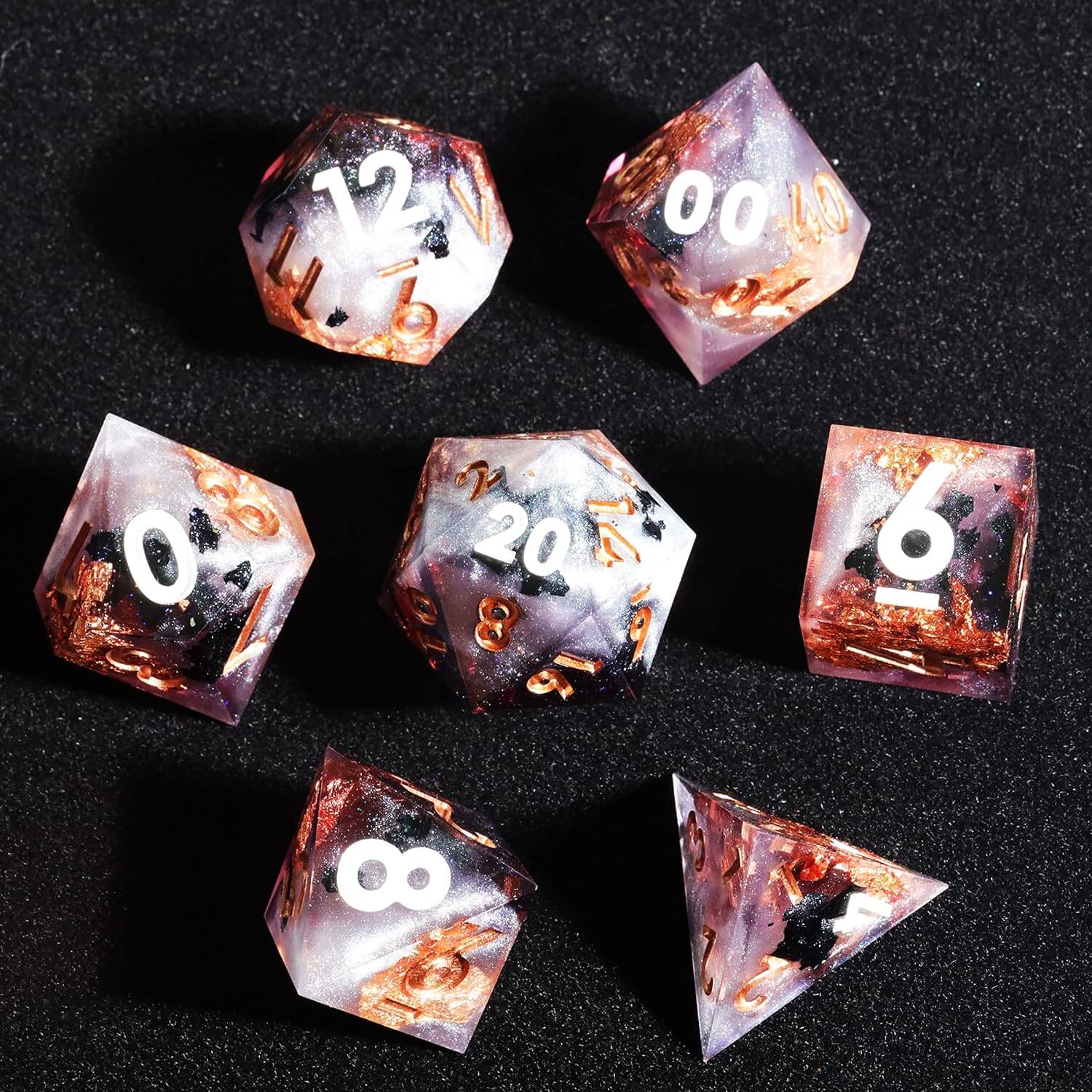 D&D 7-Piece Sharp Edge Icewind Ravine Polyhedral Resin Dice Set - Dice of Dragons