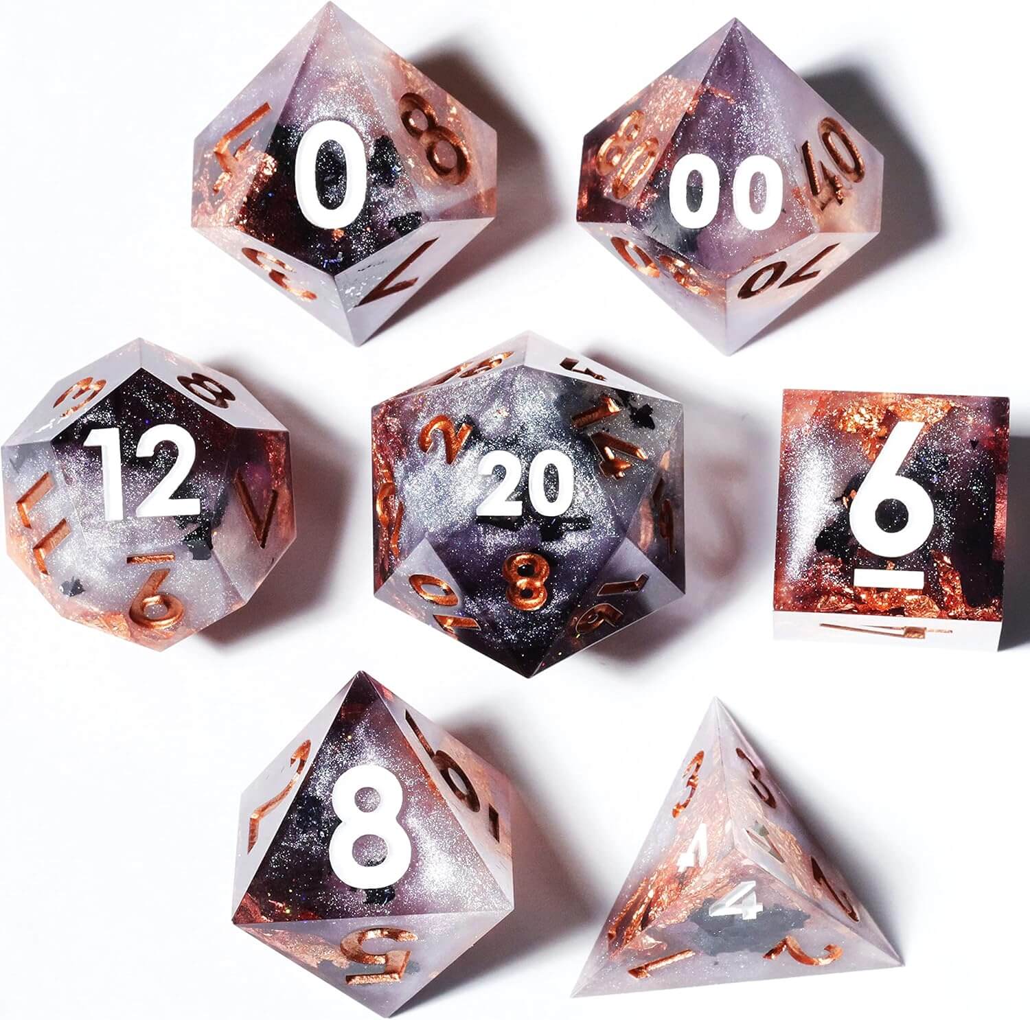 D&D 7-Piece Sharp Edge Icewind Ravine Polyhedral Resin Dice Set - Dice of Dragons