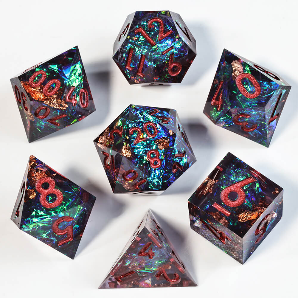 Dark Forest Awesome Resin 7 Cool Polyhedral DnD Dice Sets - Dice of Dragons