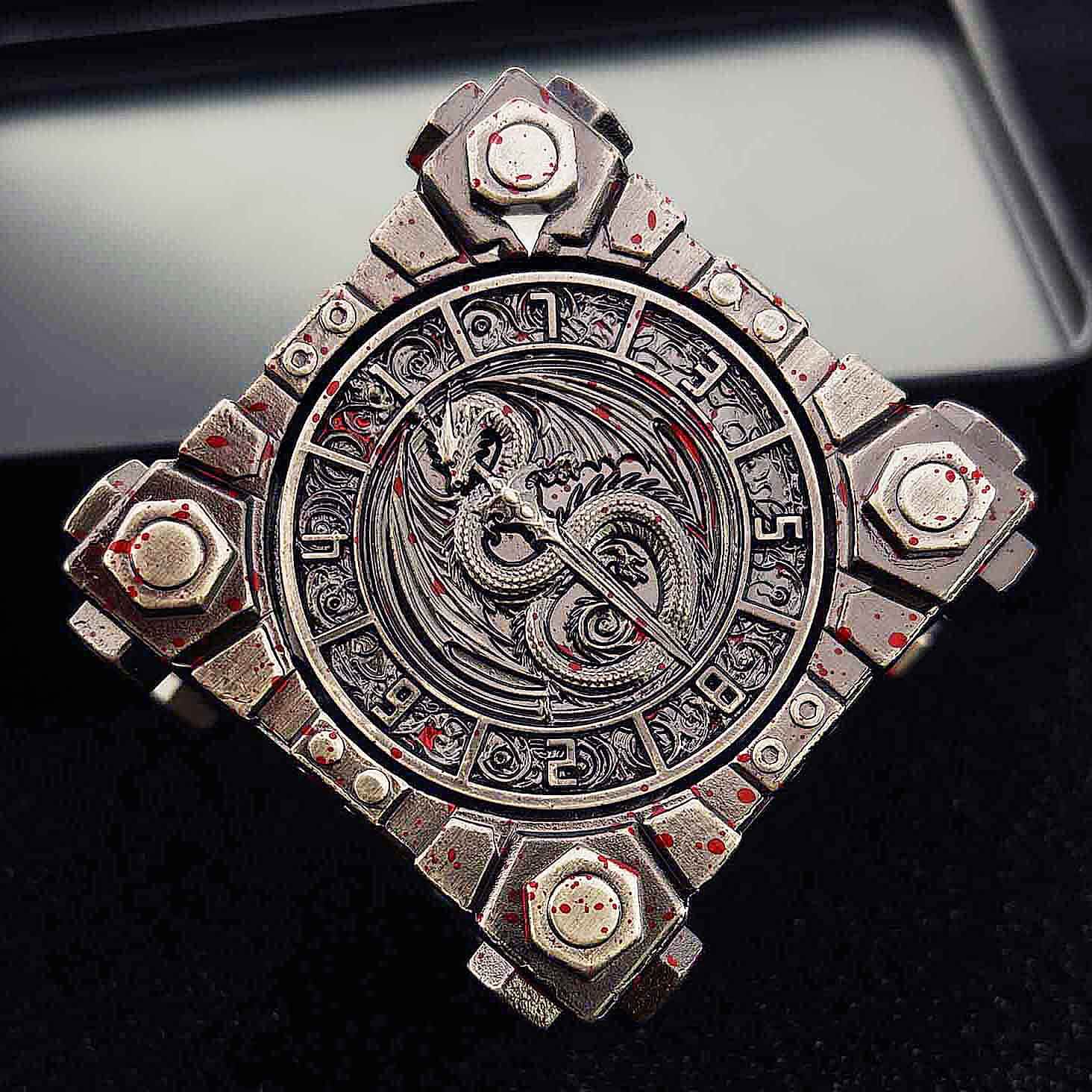 Dragon Angel Skull 7 in 1 Cube 6-sided Rotating DND Metal Dice