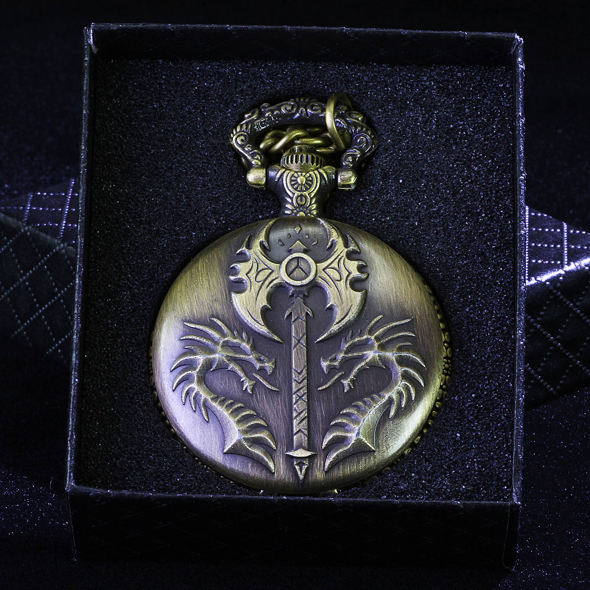 Dragon Axe Mini Polyhedral Metal D&D Dice Sets with Pocket Watch Shell Case - Dice of Dragons