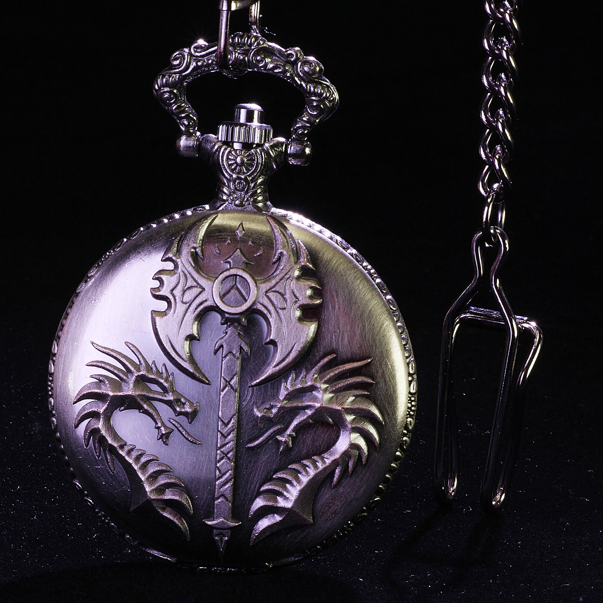 Dragon Axe Mini Polyhedral Metal D&D Dice Sets with Pocket Watch Shell Case - Dice of Dragons