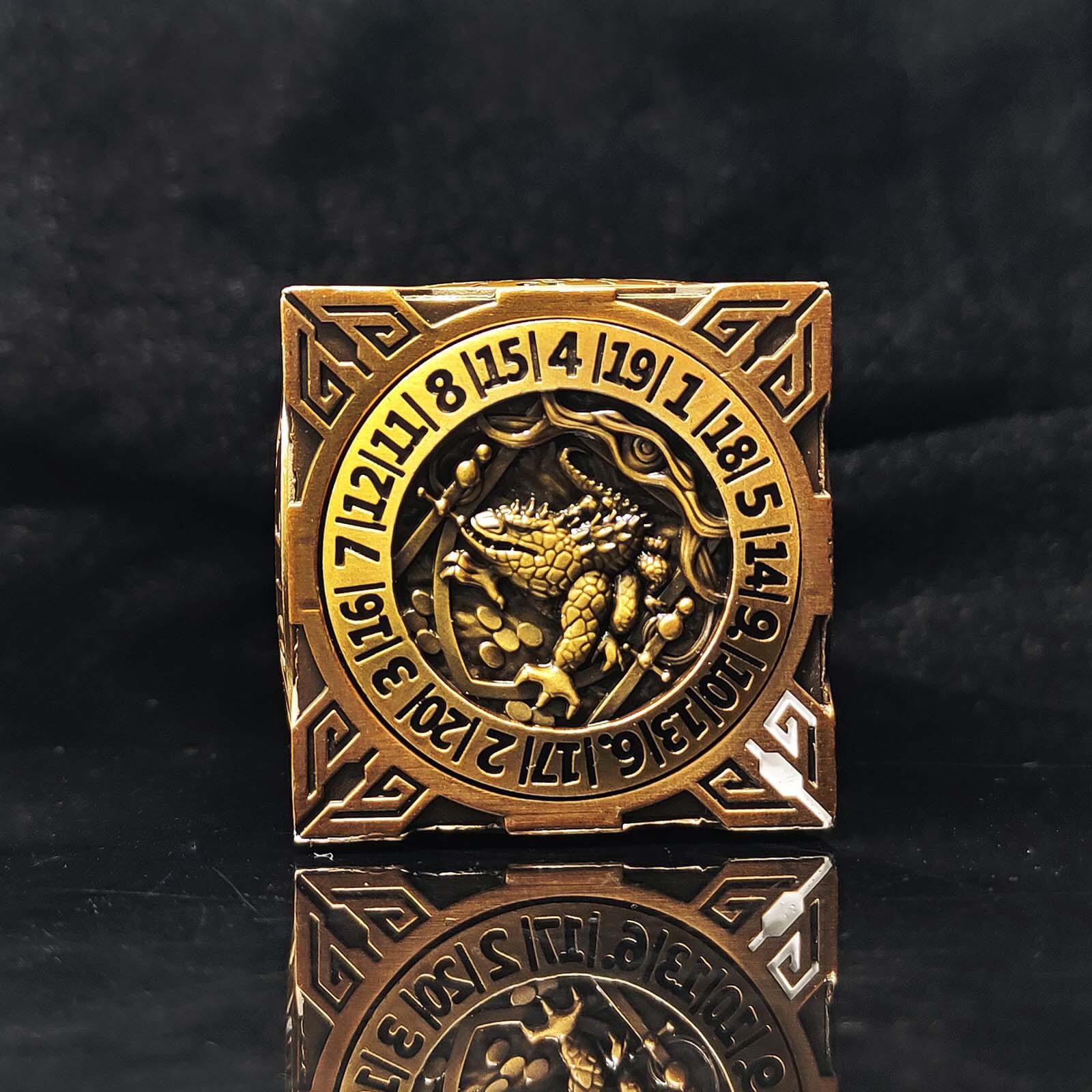 Dragon Cthulhu Skull 7 in 1 Cube 6-sided Rotating DND Metal Dice - Dice of Dragons