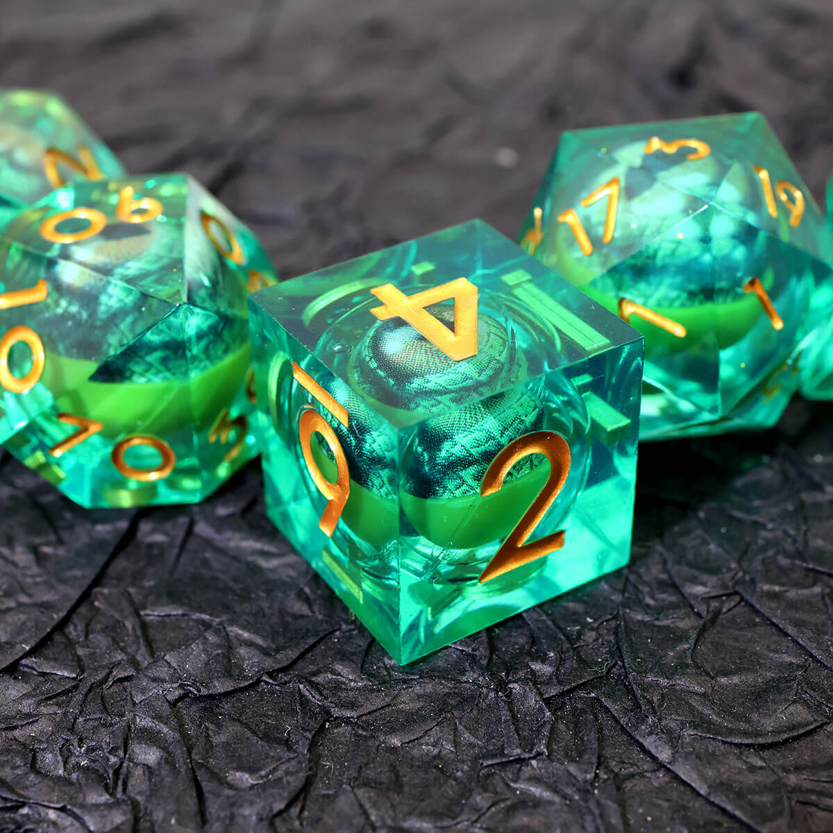 Dragon Eye 7-Piece Sharp Edge DND Dice Set - Dice of Dragons