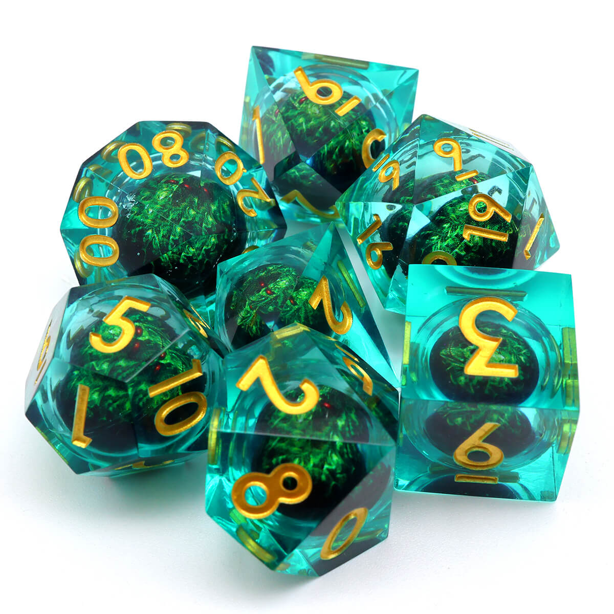 Dragon Eye DND 7-Piece Sharp Edge Dice Set - Dice of Dragons