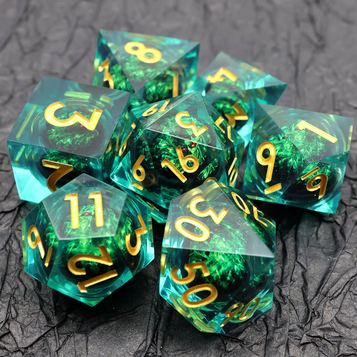 Dragon Eye DND 7-Piece Sharp Edge Dice Set - Dice of Dragons