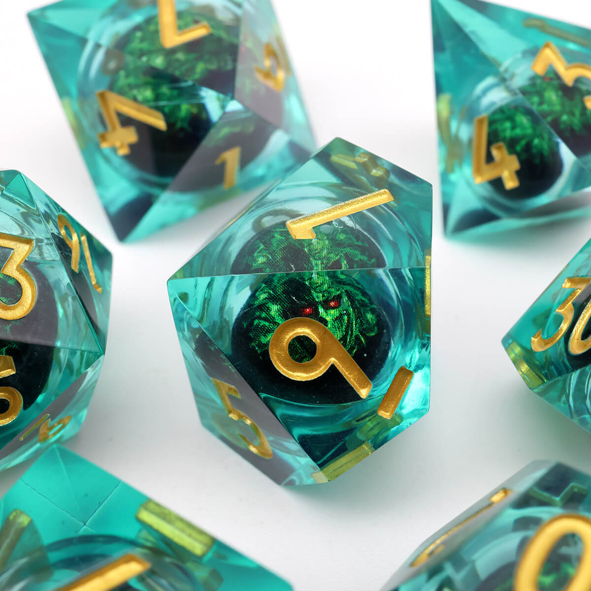 Dragon Eye DND 7-Piece Sharp Edge Dice Set - Dice of Dragons