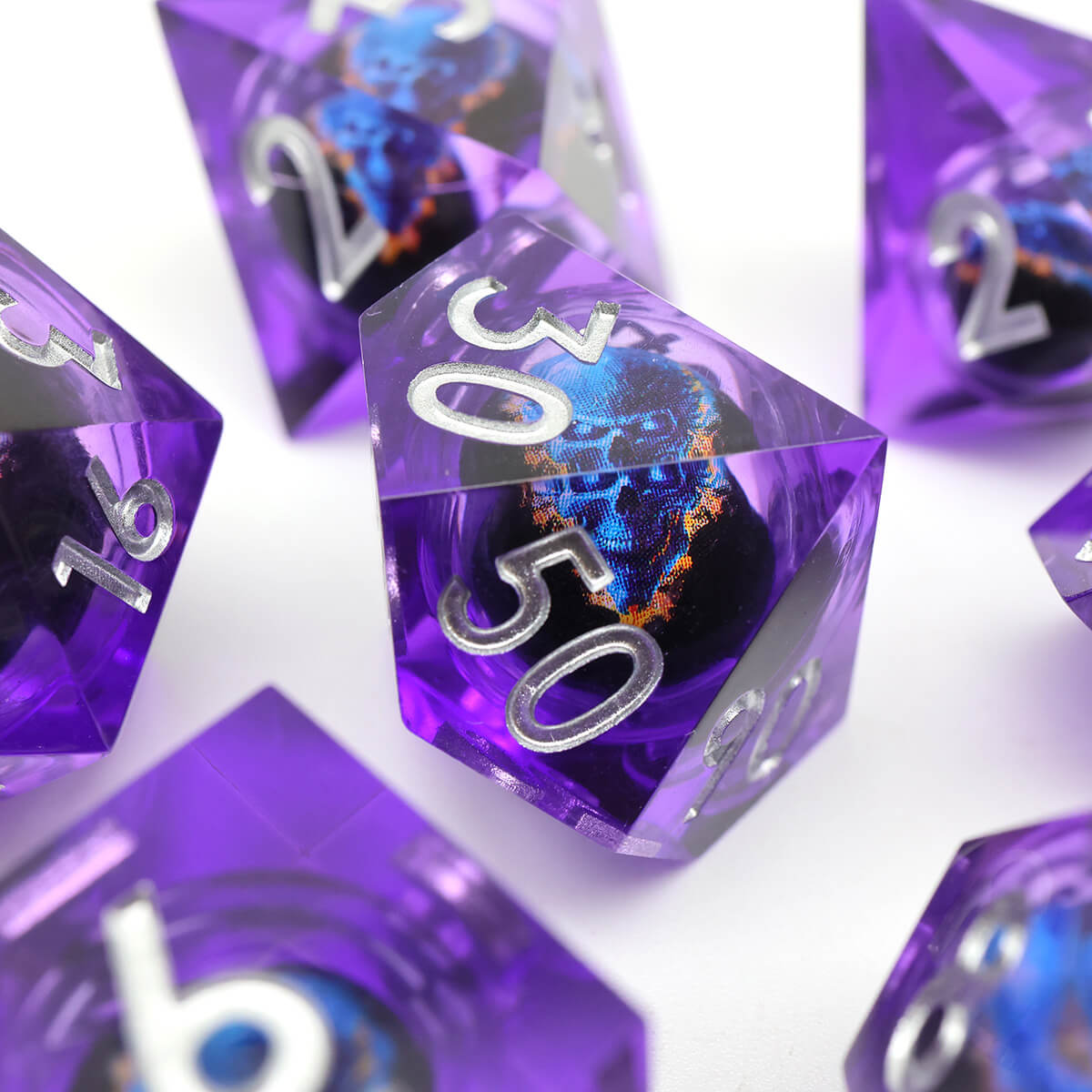 Dragon Eye Sharp Edge 7-Piece DND Dice Set - Dice of Dragons