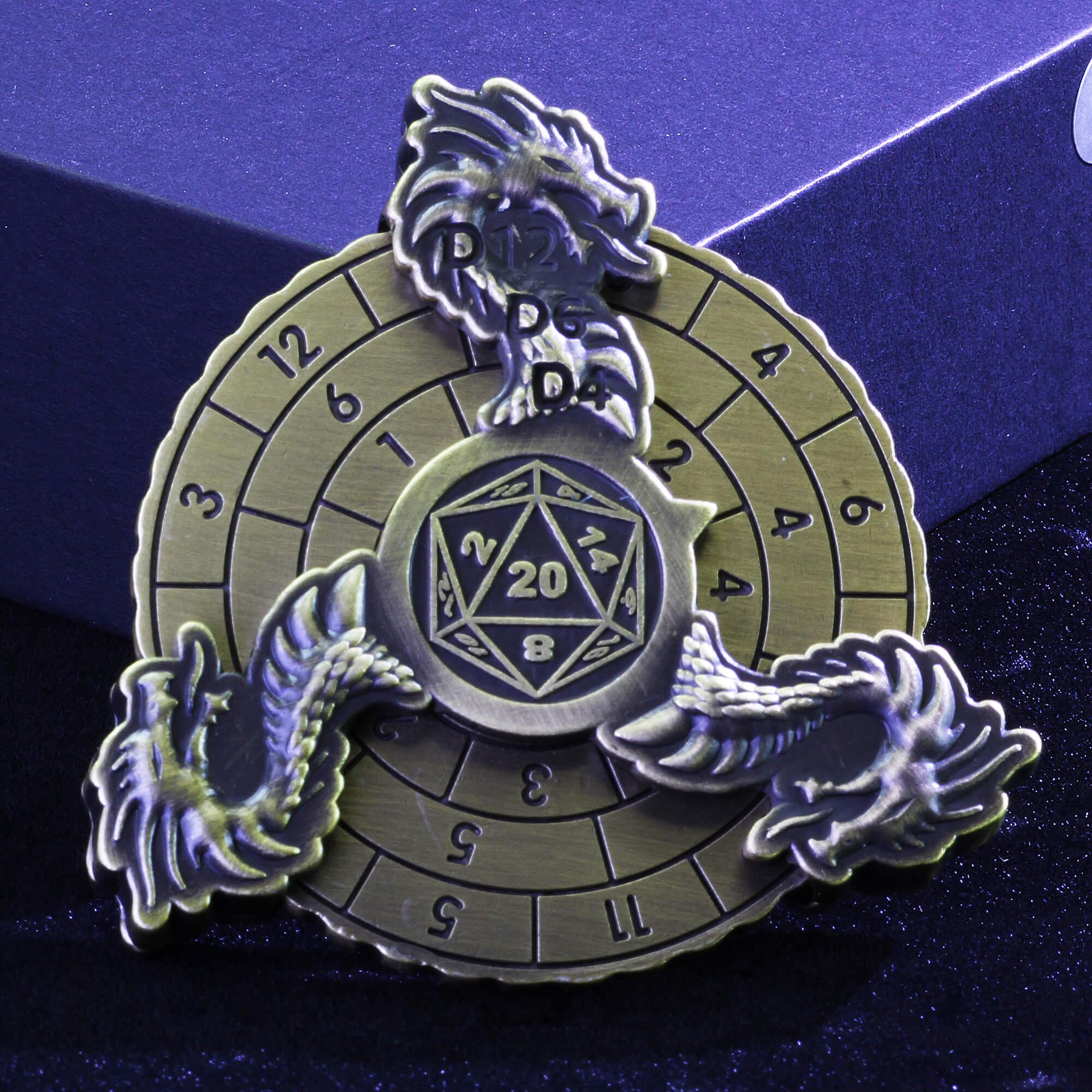 Dragon Fire 7 in 1 Roulette Metal DND Dice Fidget Spinner Gyroid Dice - Dice of Dragons