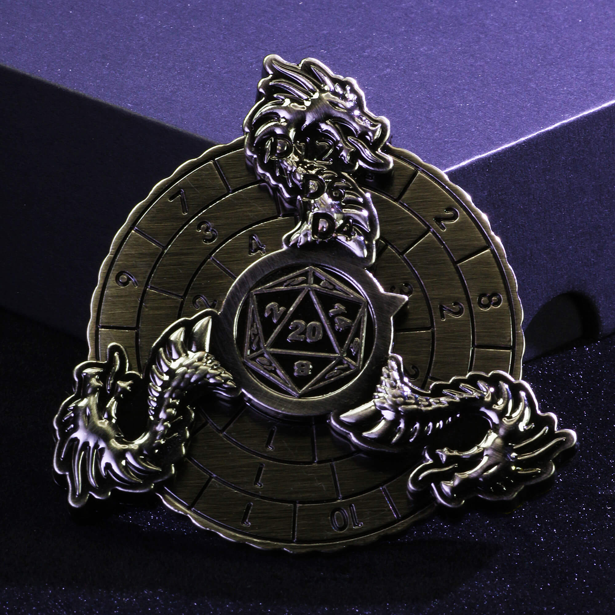 Dragon Fire 7 in 1 Roulette Metal DND Dice Fidget Spinner Gyroid Dice - Dice of Dragons