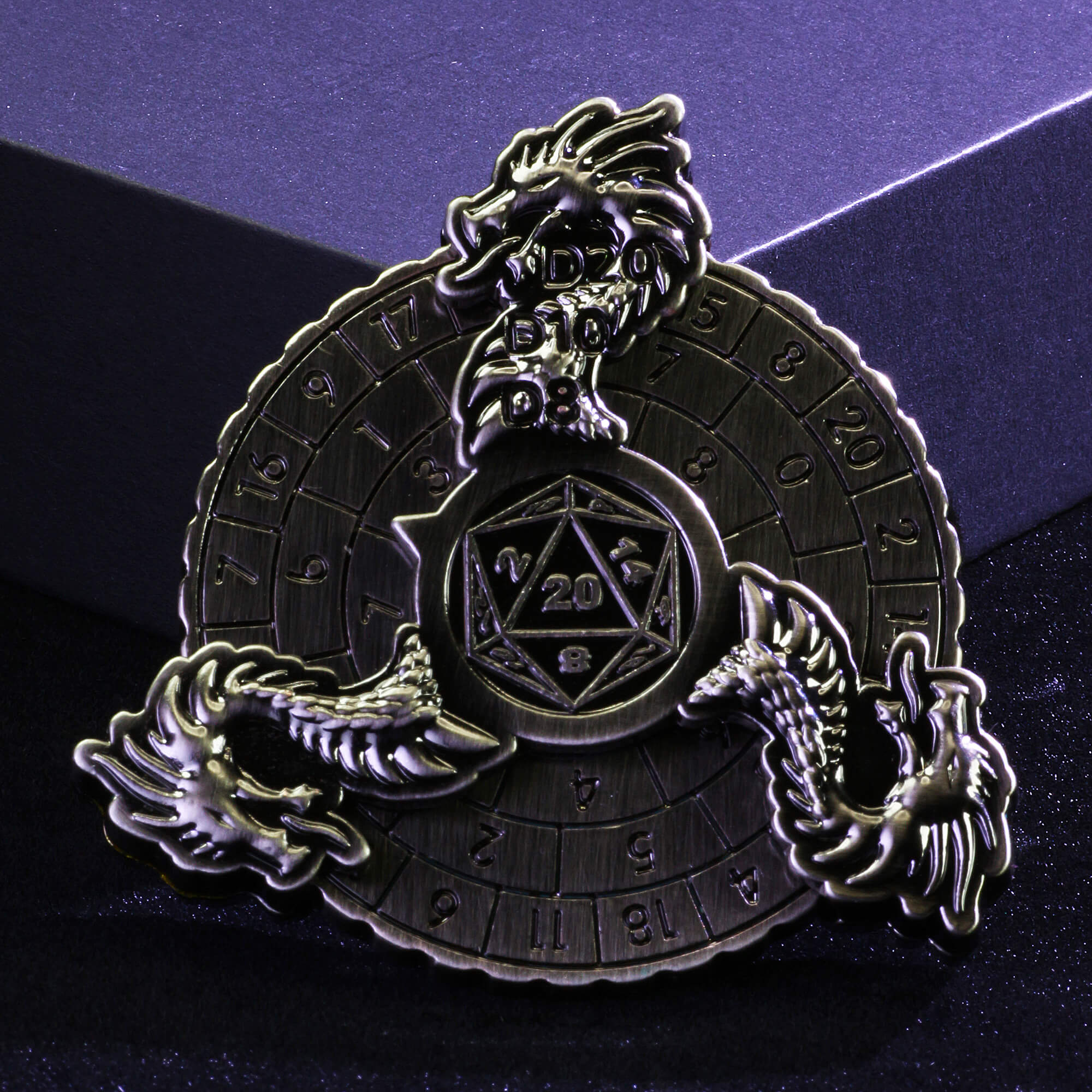 Dragon Fire 7 in 1 Roulette Metal DND Dice Fidget Spinner Gyroid Dice - Dice of Dragons