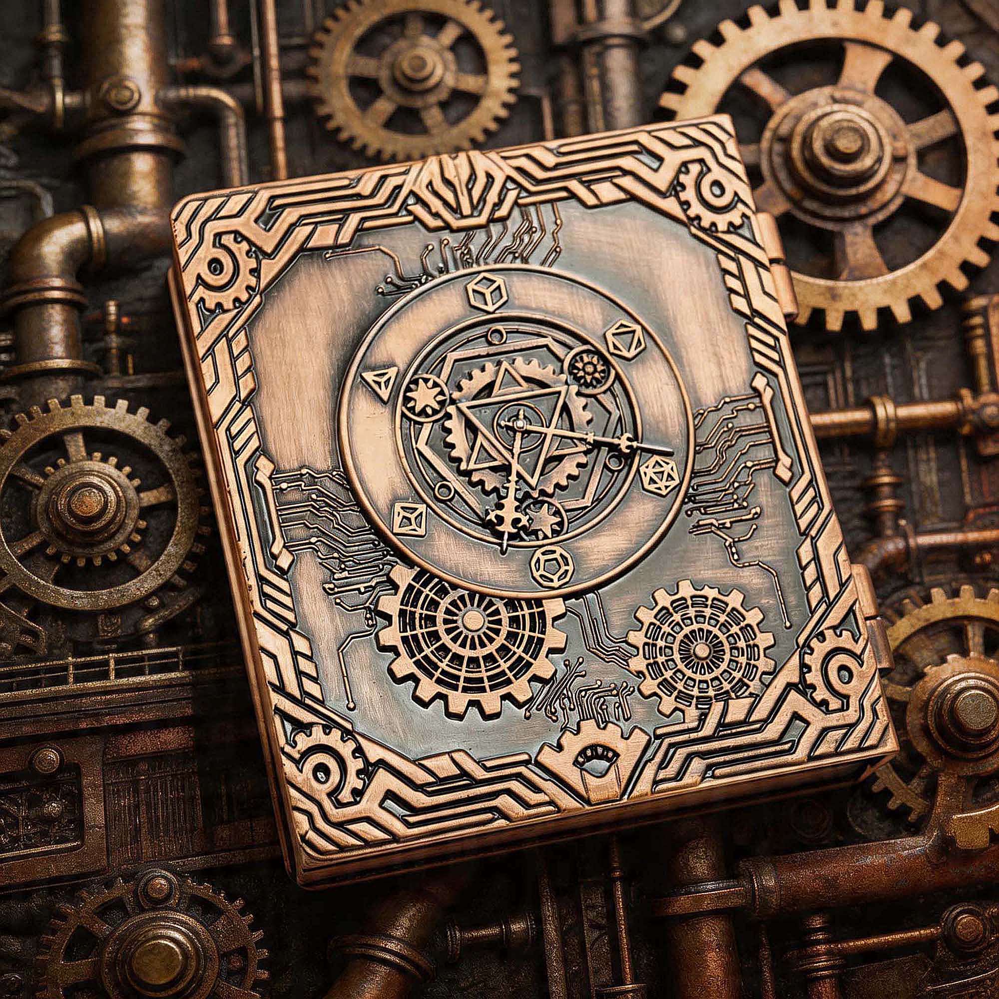 Dragon Machine Gear 7 in 1 Rotating Roulette DND Metal Dice Magic Book Grimoire - Dice of Dragons
