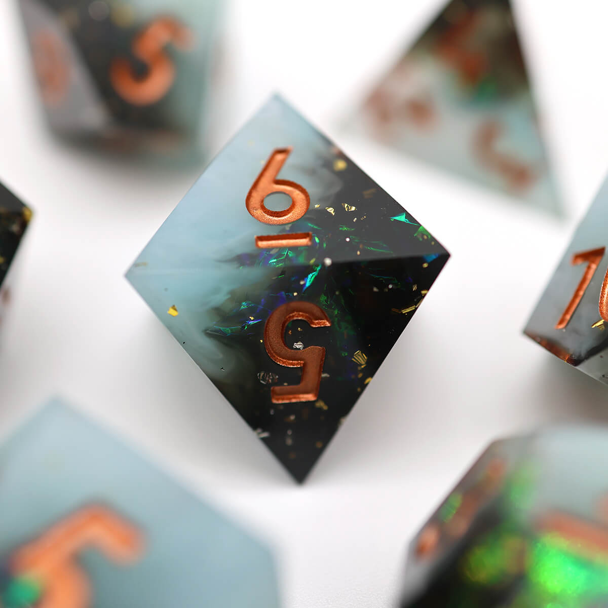 Dust of Mysteries 7-Piece Sharp Edge Dice Set for DND - Dice of Dragons