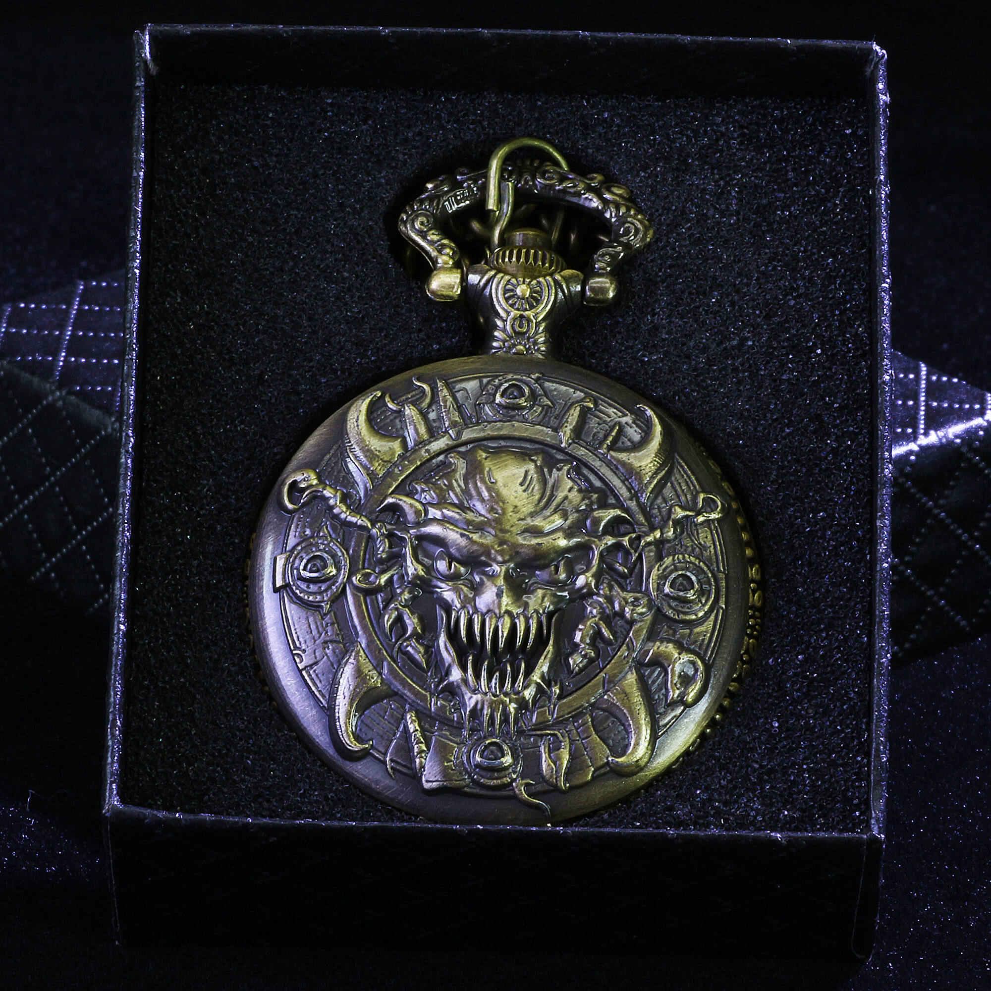 Eye Demon Mini Polyhedral Metal DD Dice Sets with Pocket Watch Shell Case - Dice of Dragons