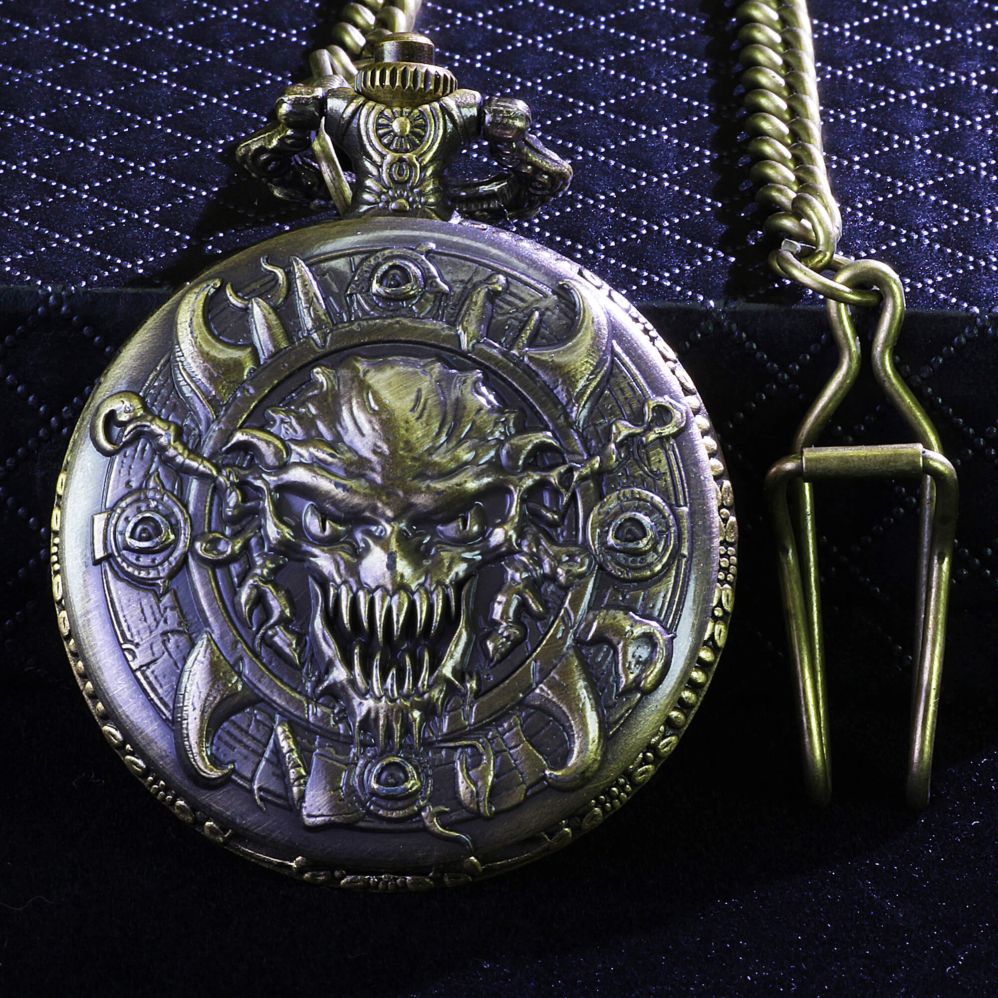 Eye Demon Mini Polyhedral Metal DD Dice Sets with Pocket Watch Shell Case - Dice of Dragons